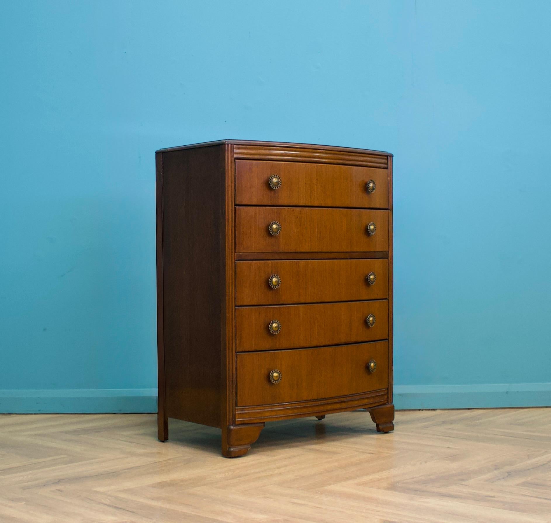 British Vintage Oak Chest Of Drawers, 1950s