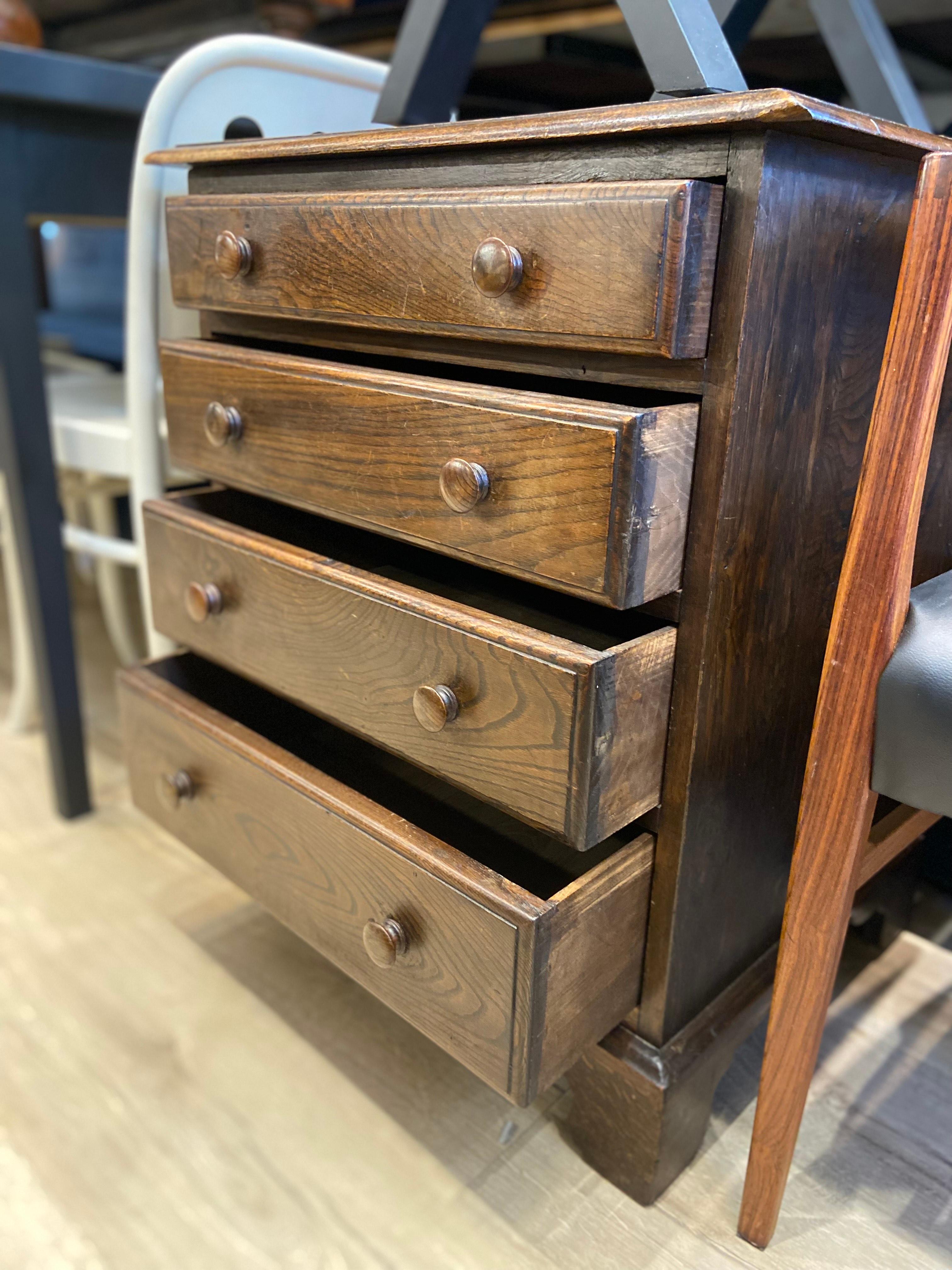British Vintage Oak Chest Of Drawers For Sale