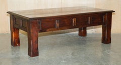 VINTAGE OAK COFFEE TABLE CHUNKY SOLiD LEGS AND THREE PLANK WOOD TOP
