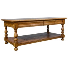 Vintage Oak Coffee Table, English, Drawers, Late 20th Century