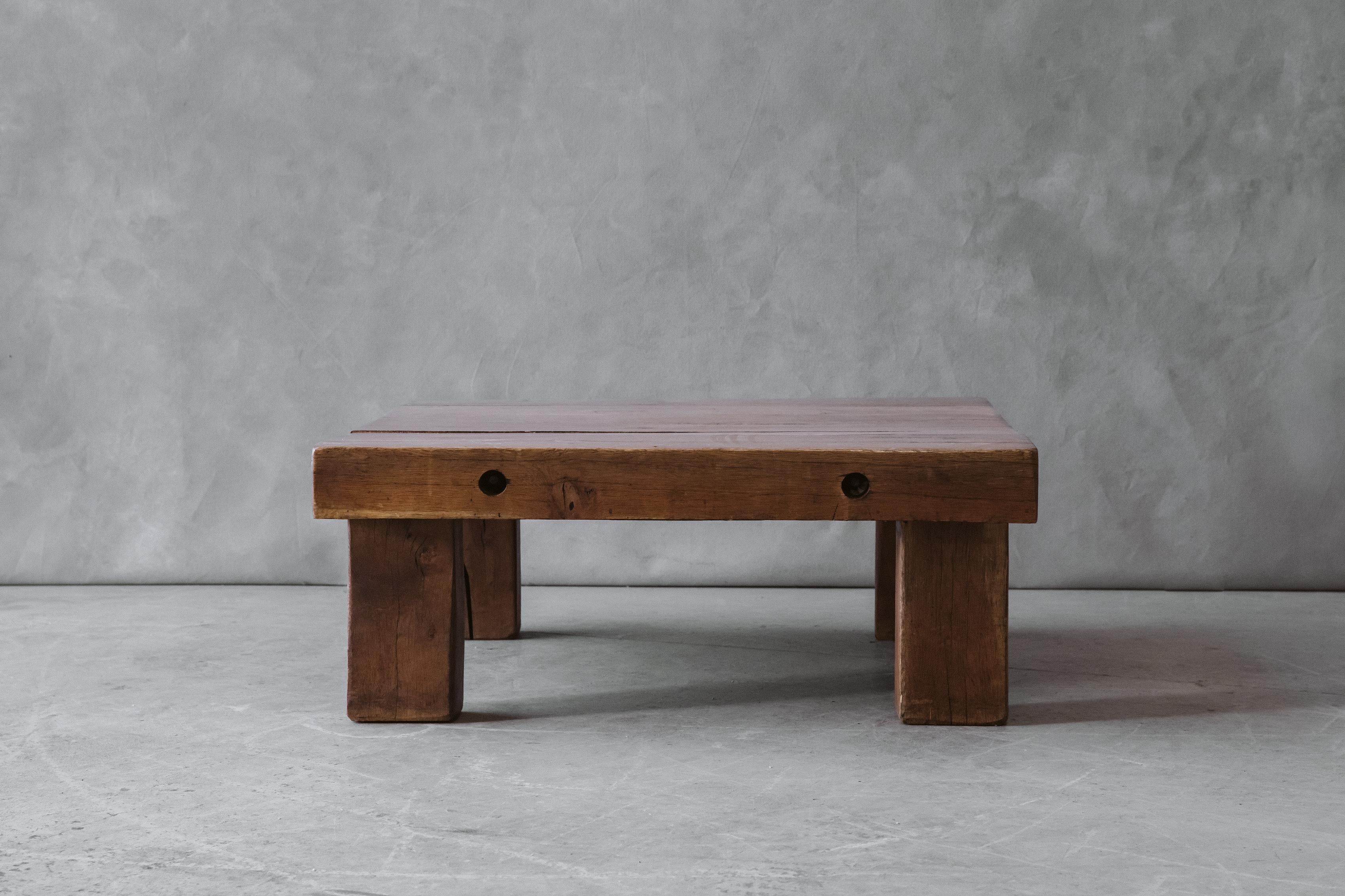 Vintage Oak Coffee Table From France, circa 1970. Solid, thick oak top with great color and patina. 

We prefer to speak directly with our clients. So, If you have any questions or would like to know more please give us a call or drop us a line.