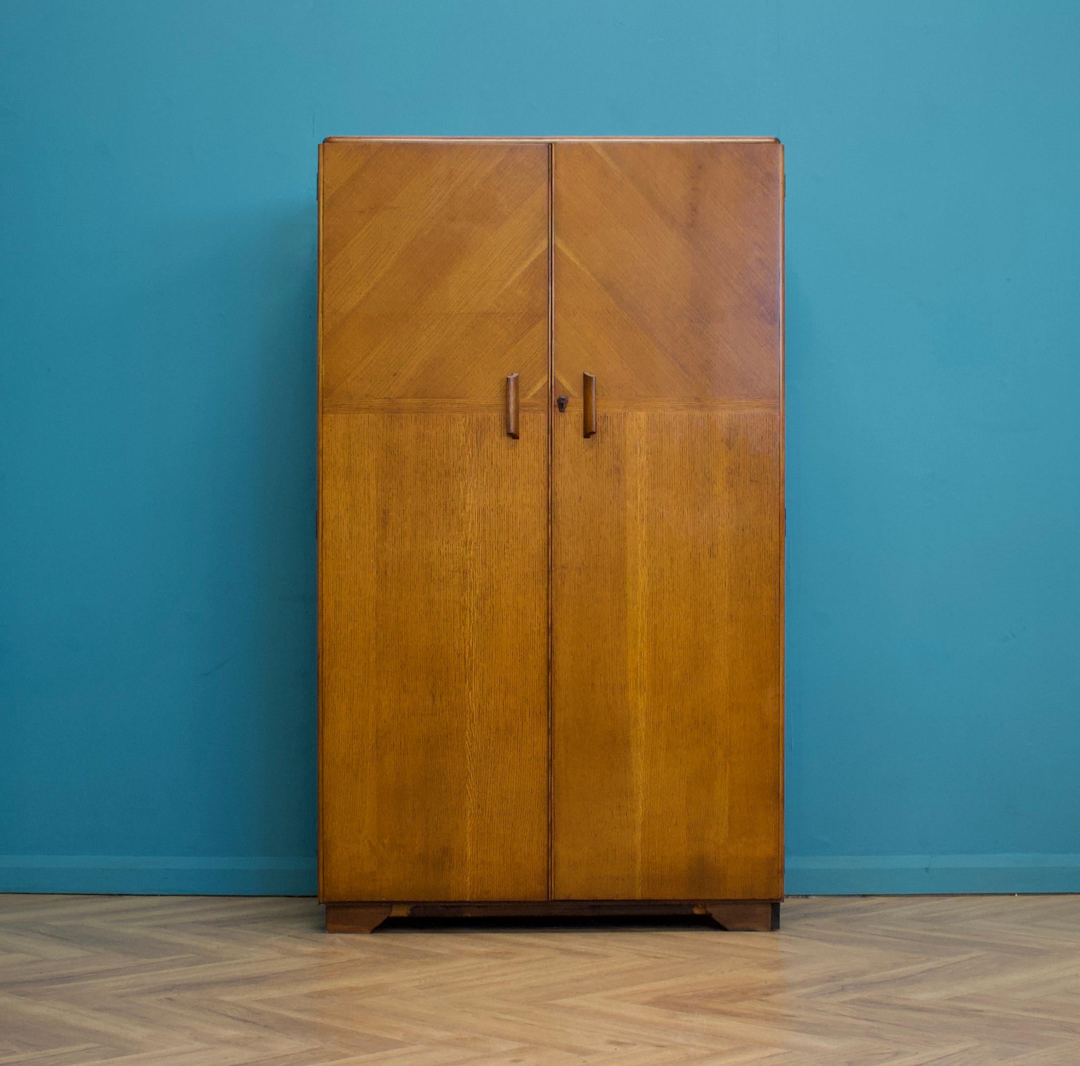 Art Deco Vintage Oak Compactum Wardrobe from Fitrobe, 1930s