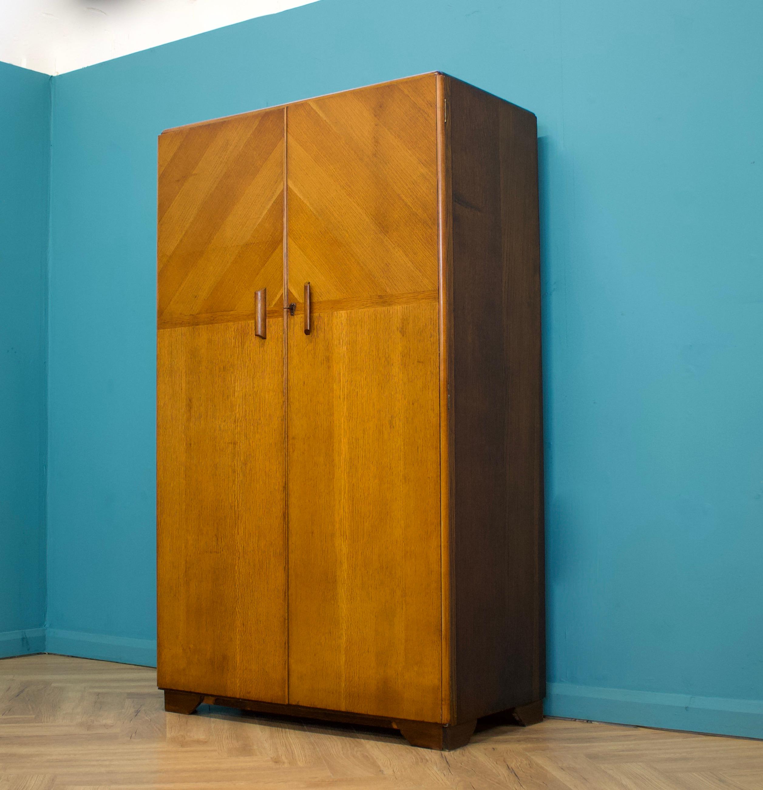 British Vintage Oak Compactum Wardrobe from Fitrobe, 1930s