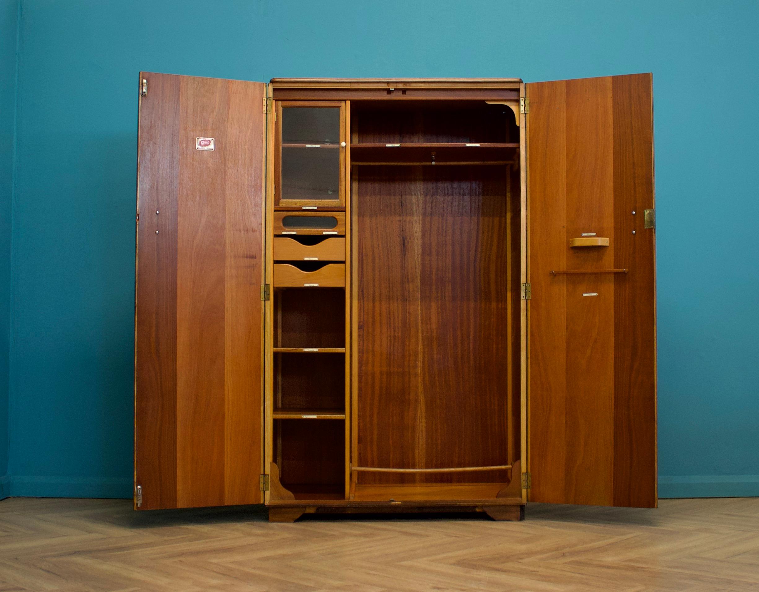 Veneer Vintage Oak Compactum Wardrobe from Fitrobe, 1930s