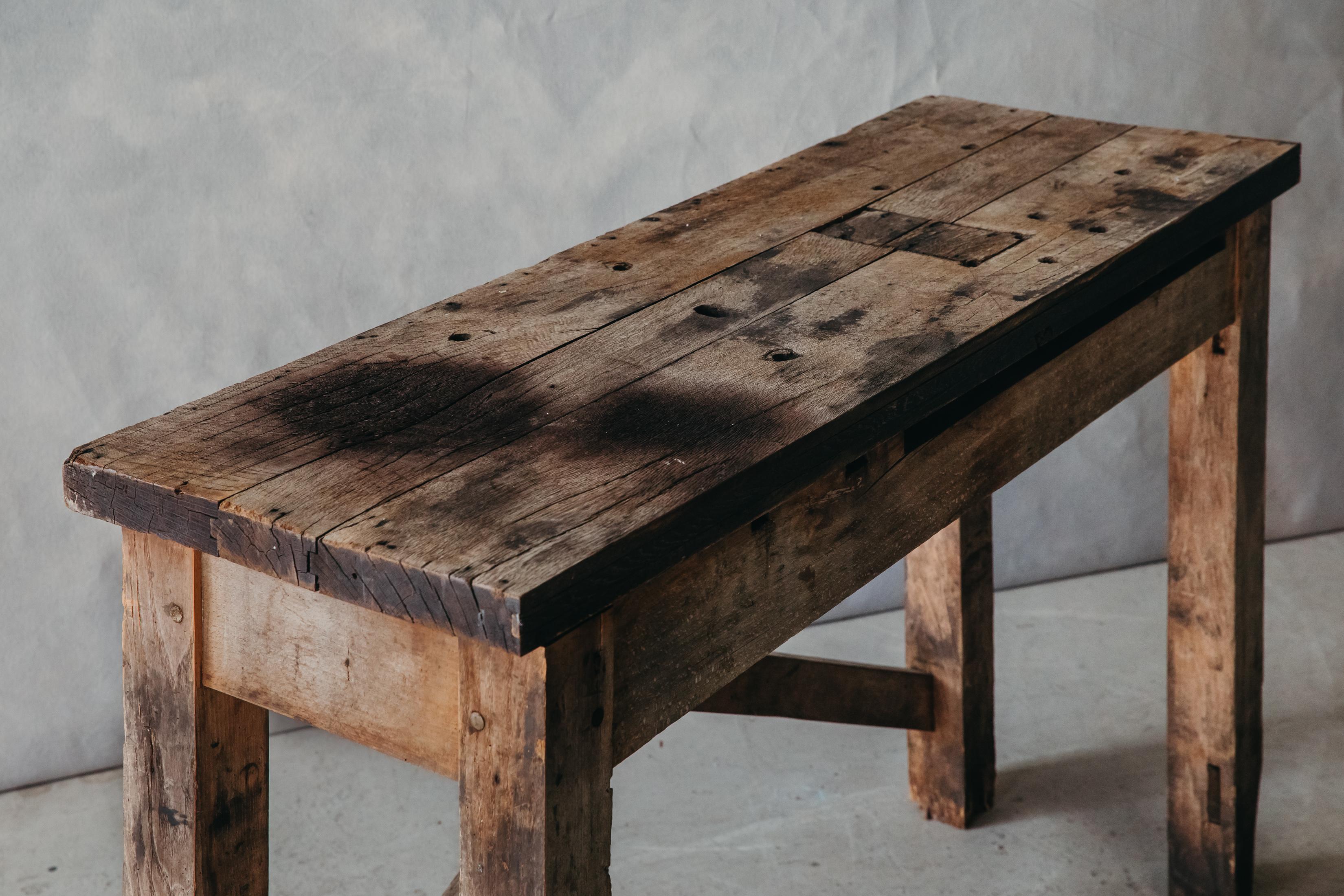 Vintage Oak Console from France, circa 1950 In Good Condition In Nashville, TN