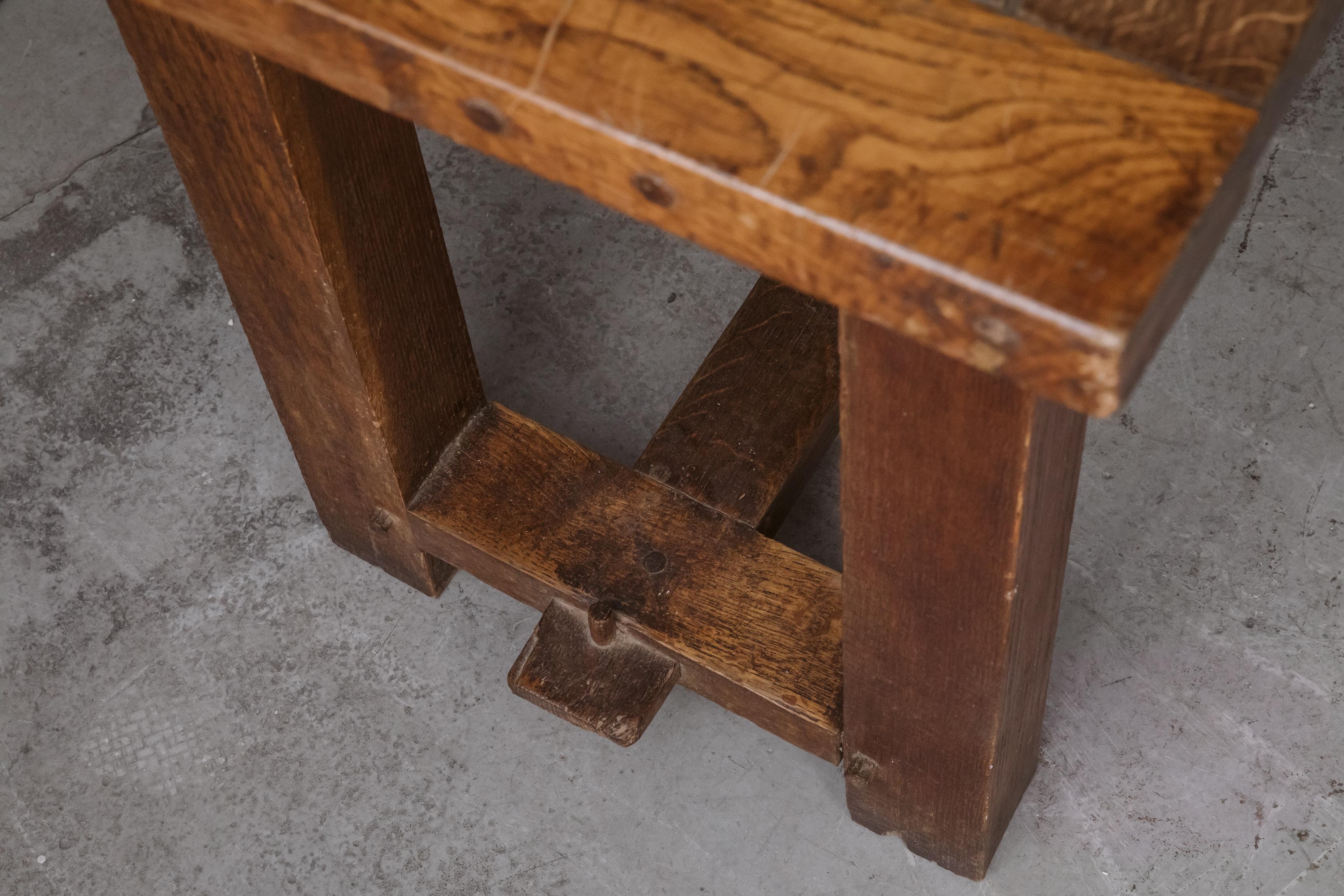 European Vintage Oak Console Table from France, circa 1960