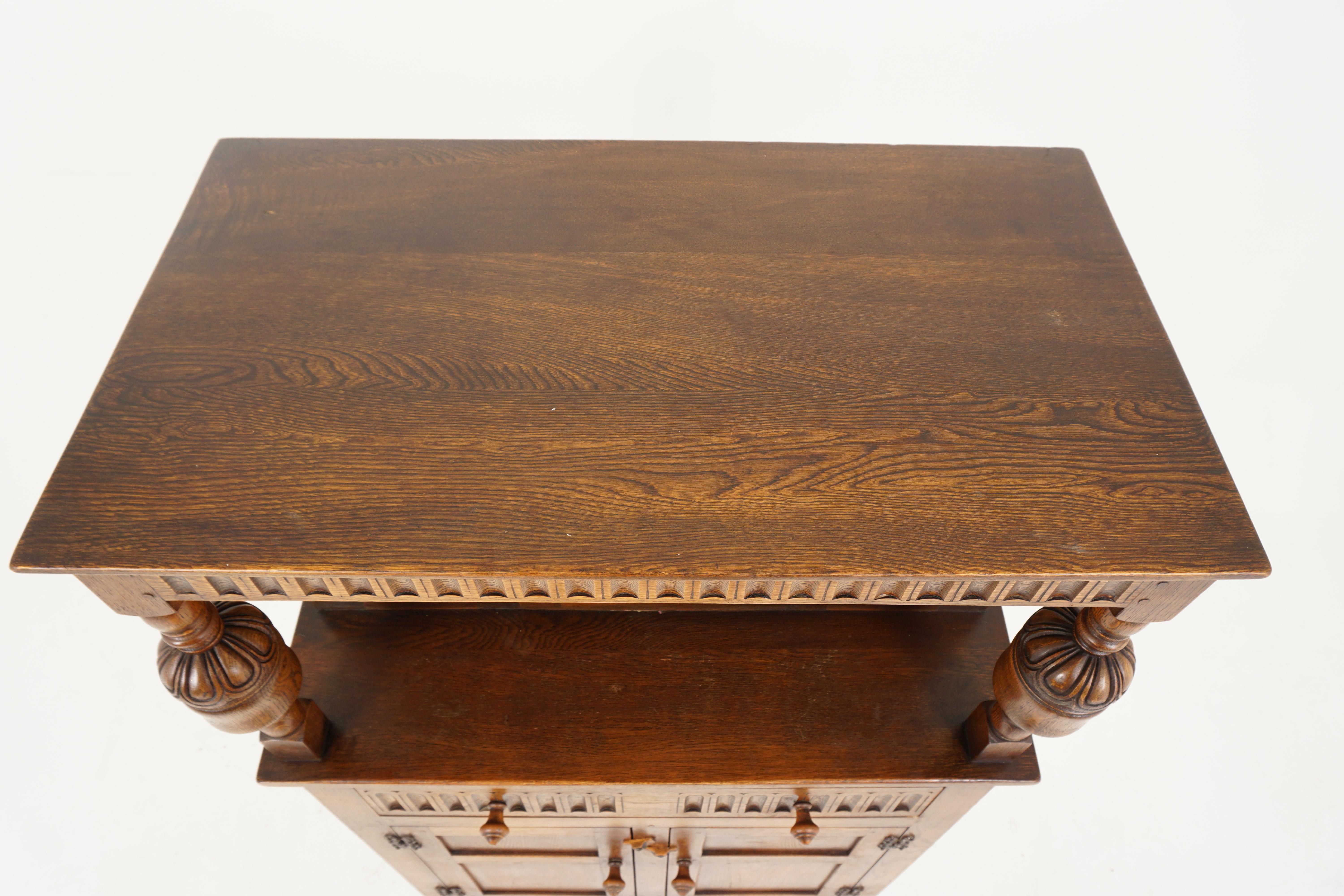 Mid-20th Century Vintage Oak Court Cupboard, Sideboard, Buffet + Hutch, Scotland 1930, B2670