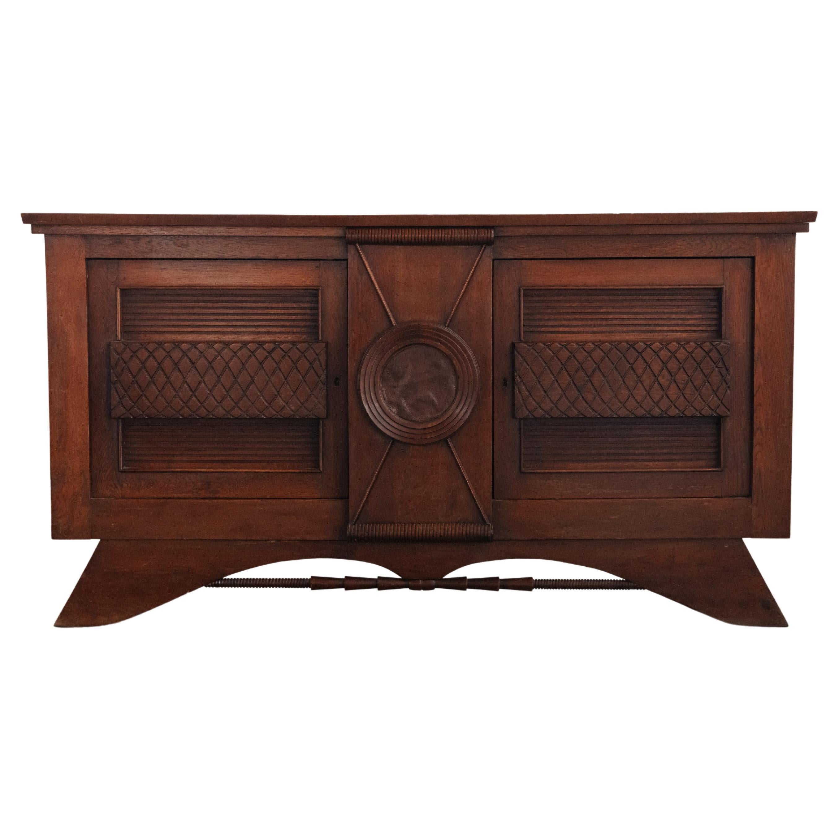 Crédence en Oak Vintage de France, Circa 1960