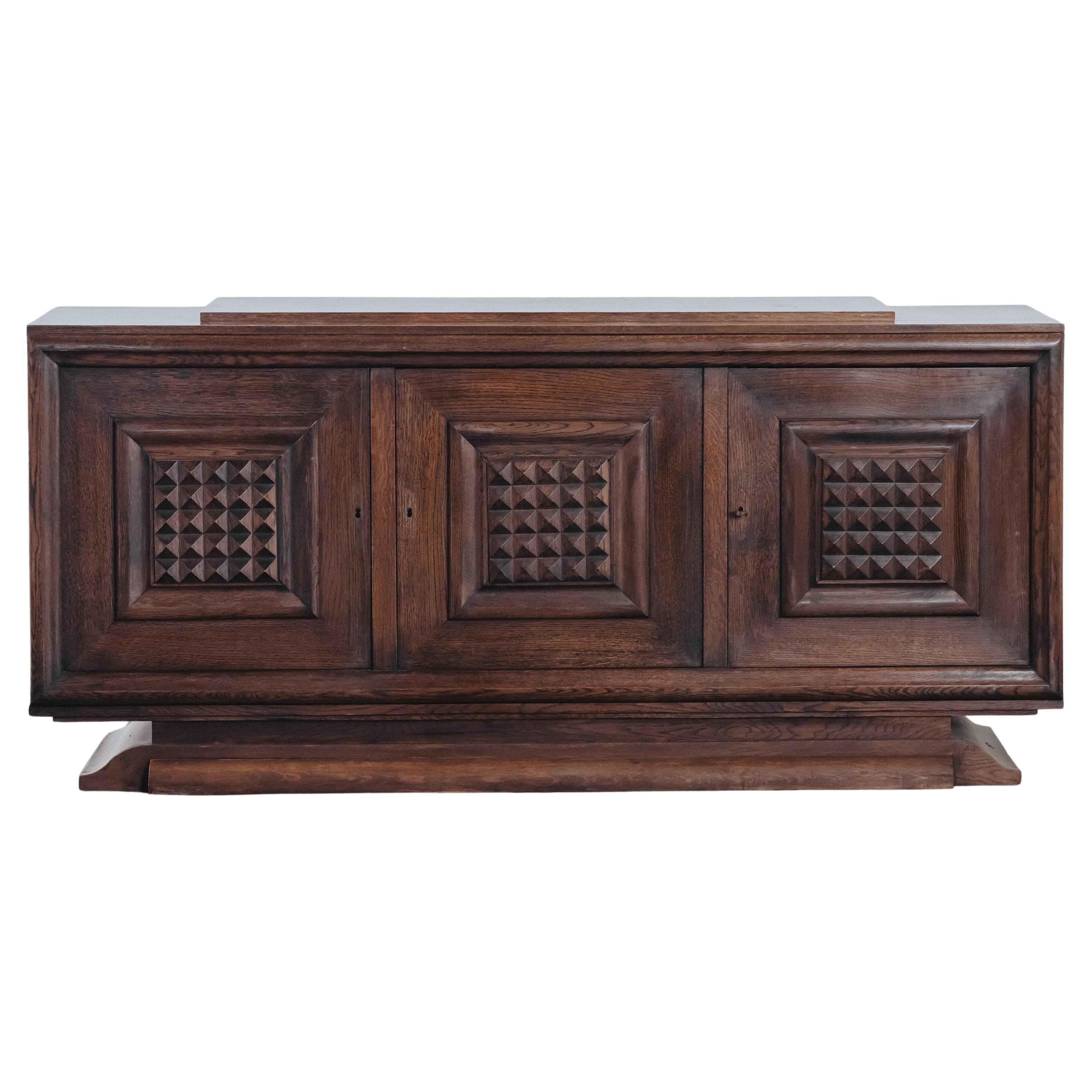 Vintage Oak Credenza From France, Circa 1960