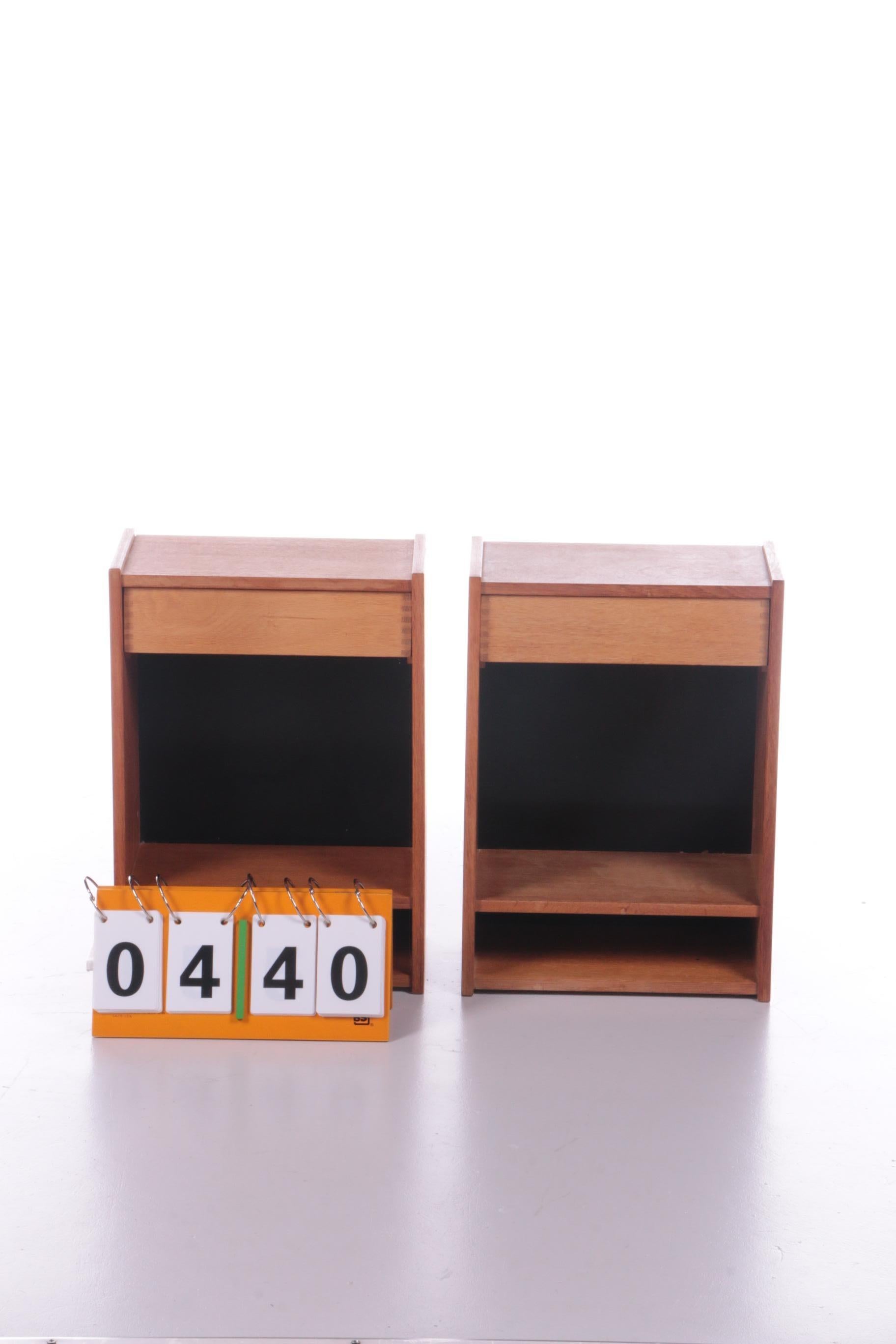 Mid-Century Modern Vintage Oak Danish Bedside Tables, 60s