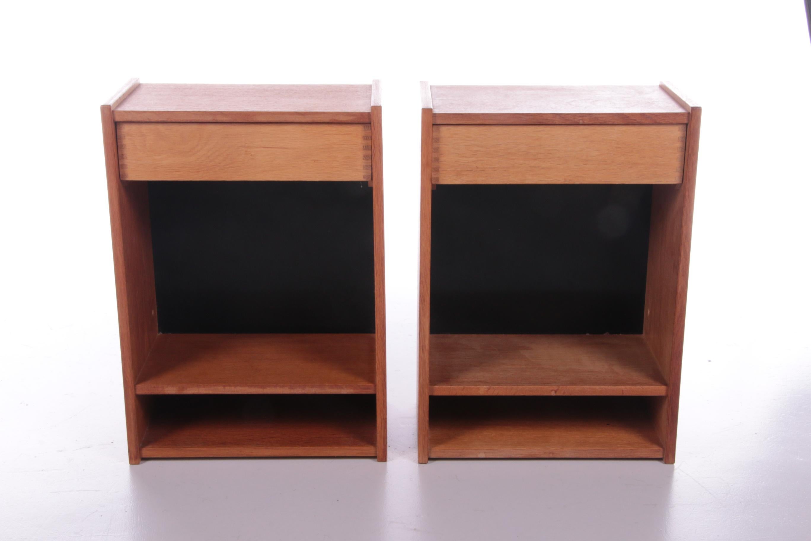 Mid-20th Century Vintage Oak Danish Bedside Tables, 60s