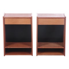 Vintage Oak Danish Bedside Tables, 60s