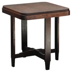 Vintage Oak Deco Side Table From France, Circa 1960.