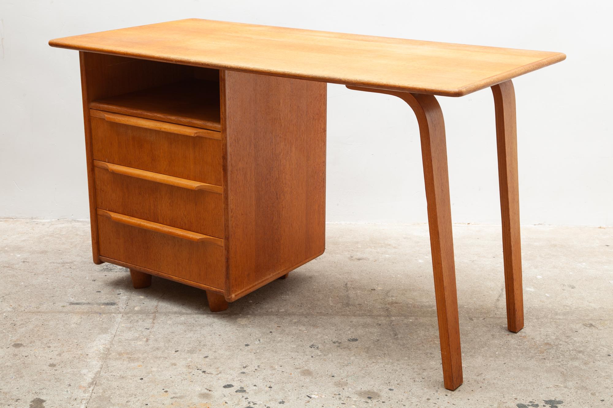Veneer Vintage Oak Desk designed by Cees Braakman for UMS Pastoe, 1950s