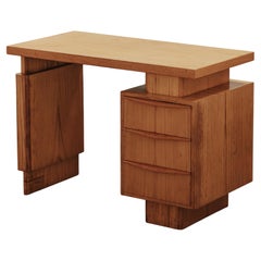 Bureau vintage en chêne de France, vers 1960