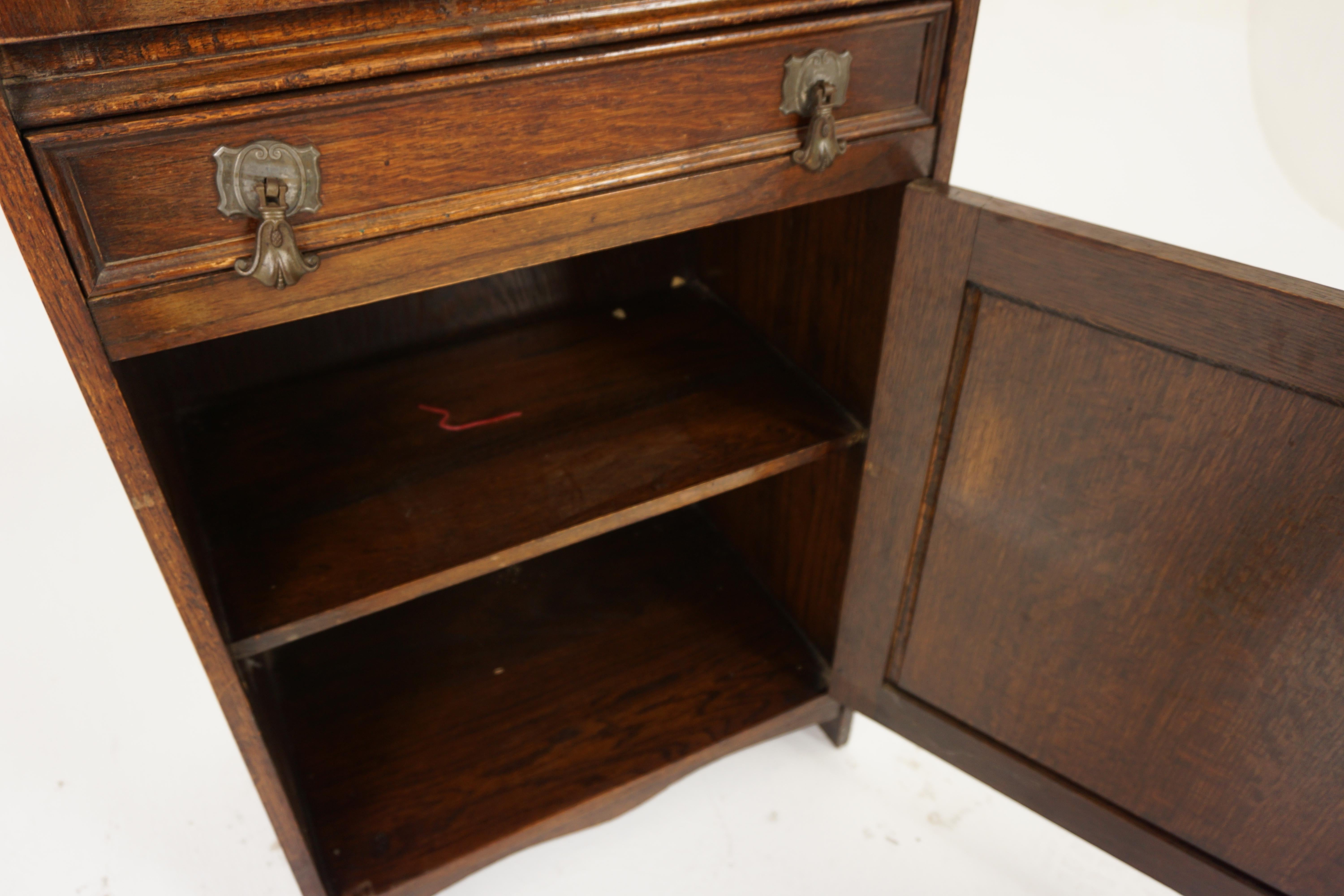 Vintage Oak Desk, Writing Table, Cabinet, Scotland 1925, H993 1
