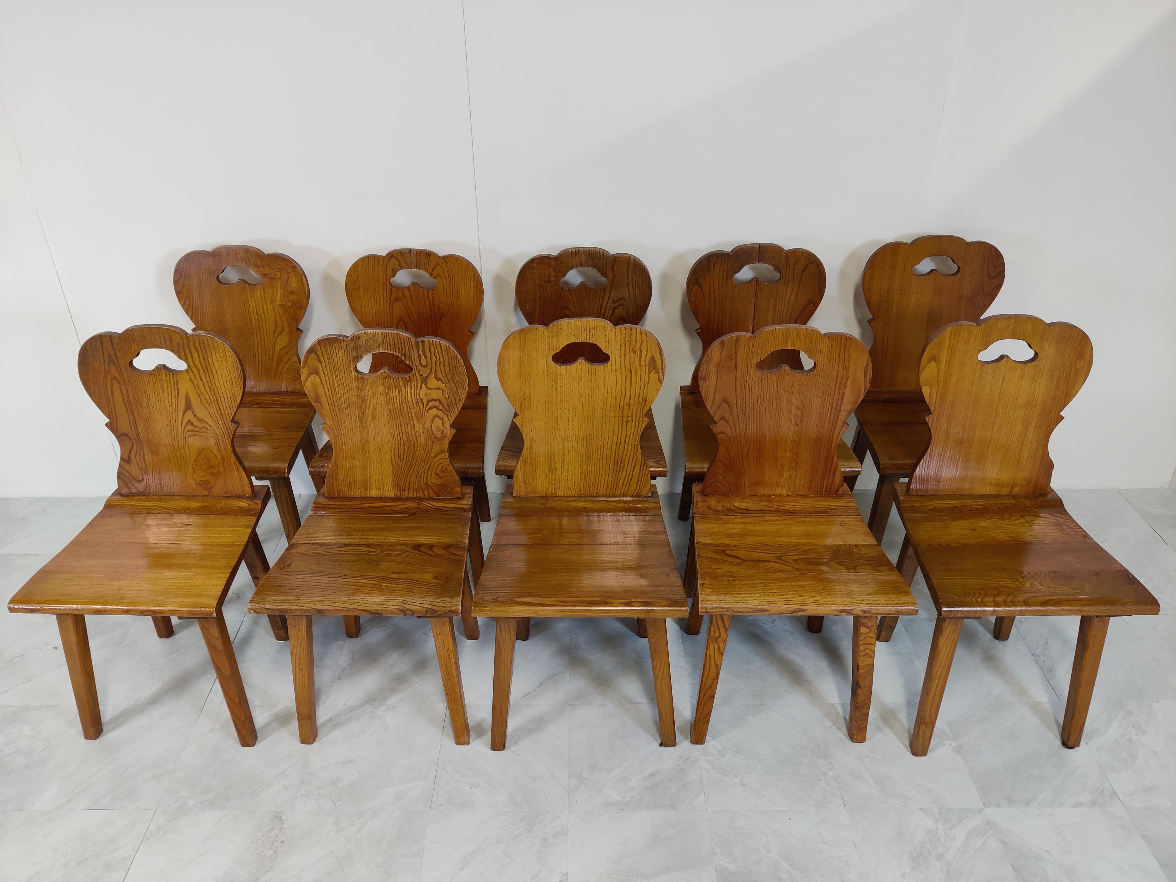 German Vintage Oak Dining Chairs 1950s Set of 10