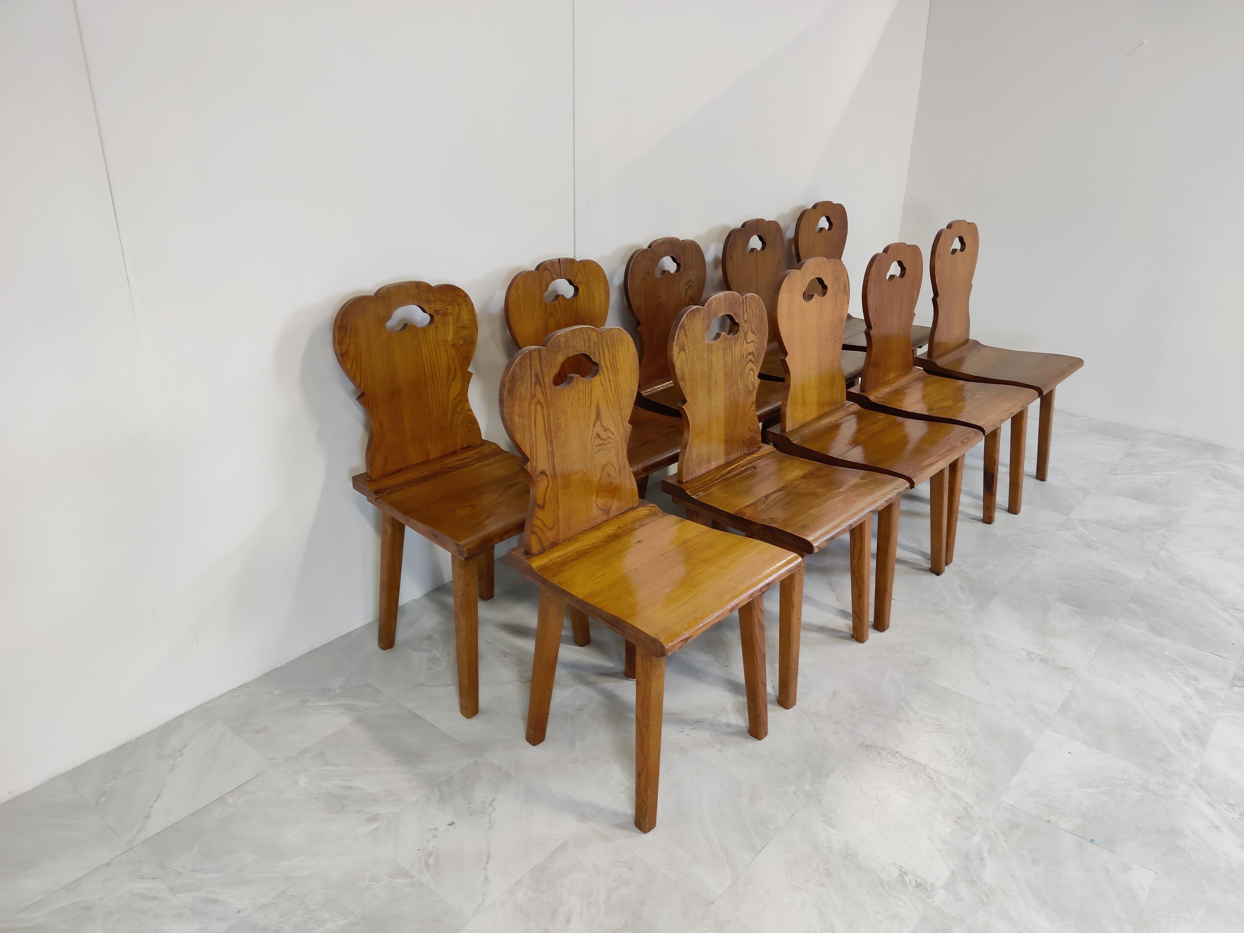 Mid-20th Century Vintage Oak Dining Chairs 1950s Set of 10