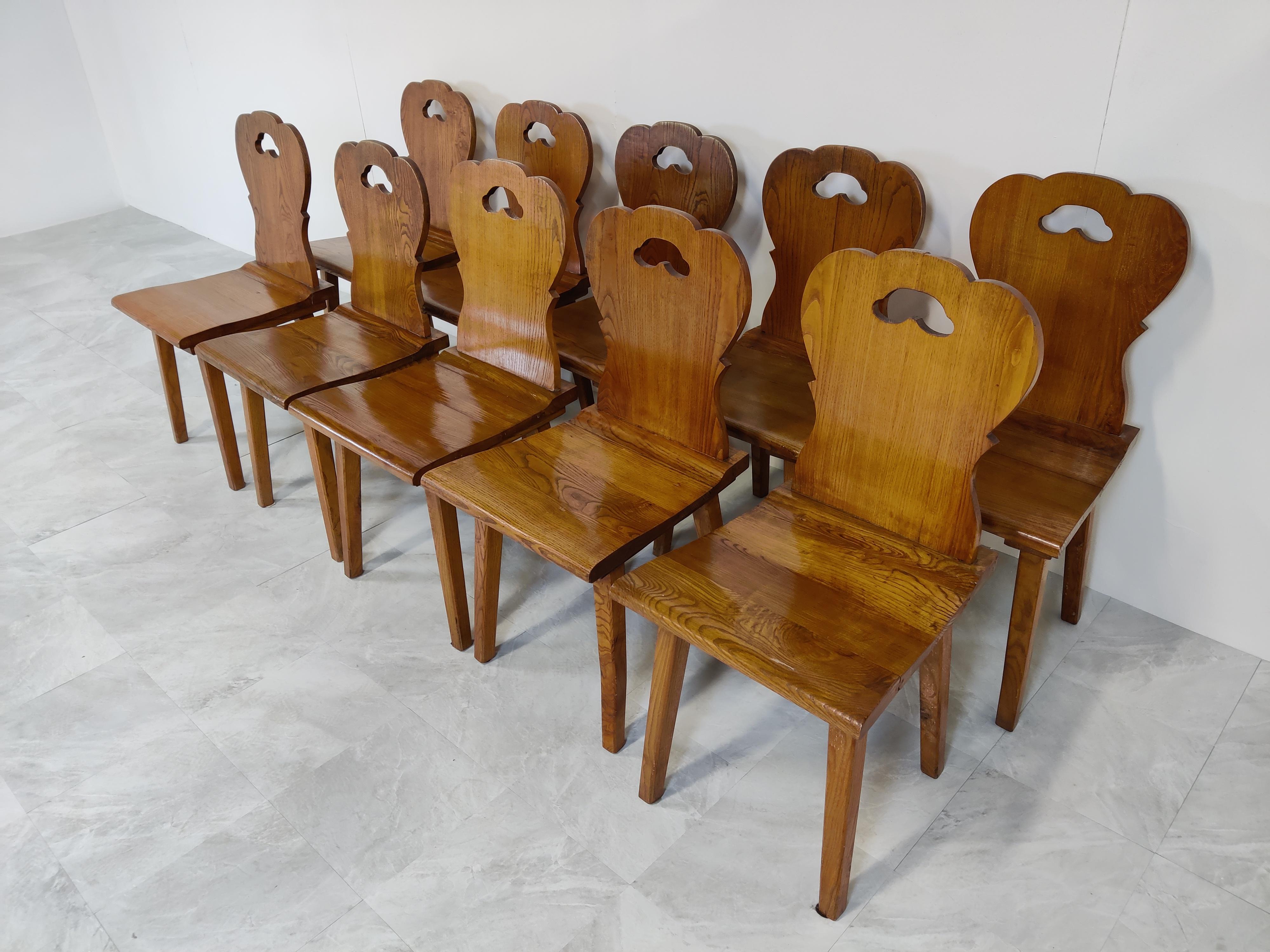 Vintage Oak Dining Chairs 1950s Set of 10 1