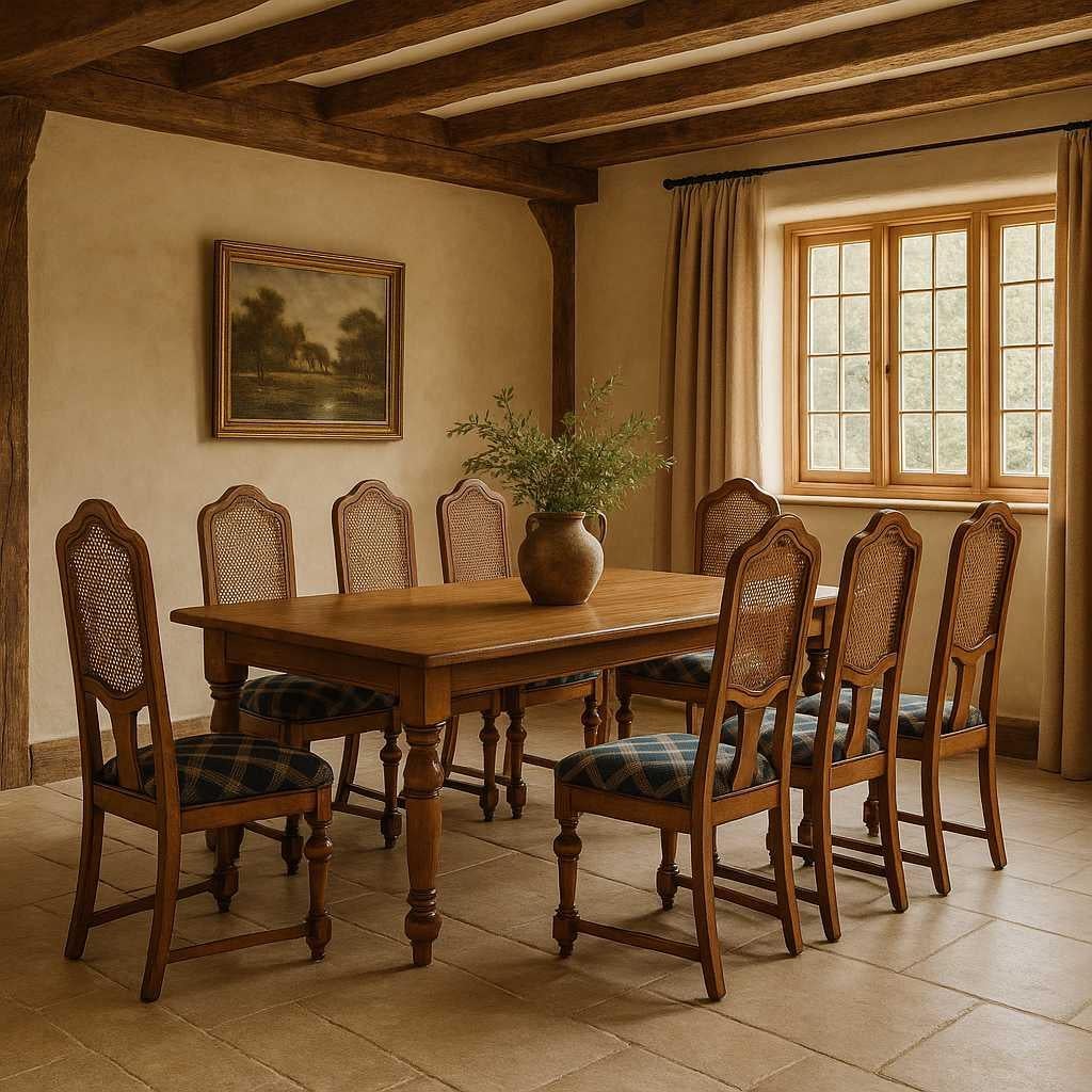 Sedie da sala da pranzo vintage in Oak, schienale a canne, primi americani, Colonial Revival in vendita 11