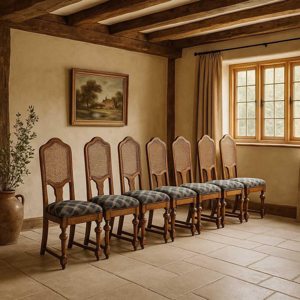 Sedie da sala da pranzo vintage in Oak, schienale a canne, primi americani, Colonial Revival in vendita 2