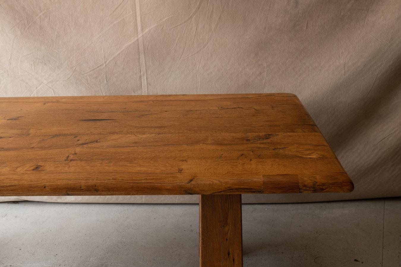 European Vintage Oak Dining Table From France, Circa 1950