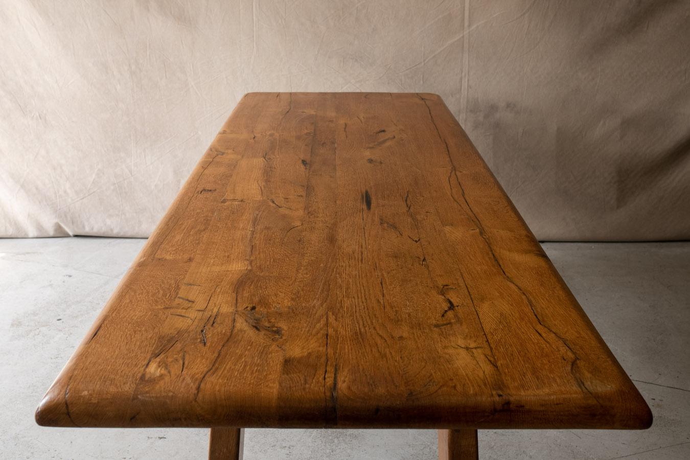 Vintage Oak Dining Table From France, Circa 1950 In Good Condition In Nashville, TN