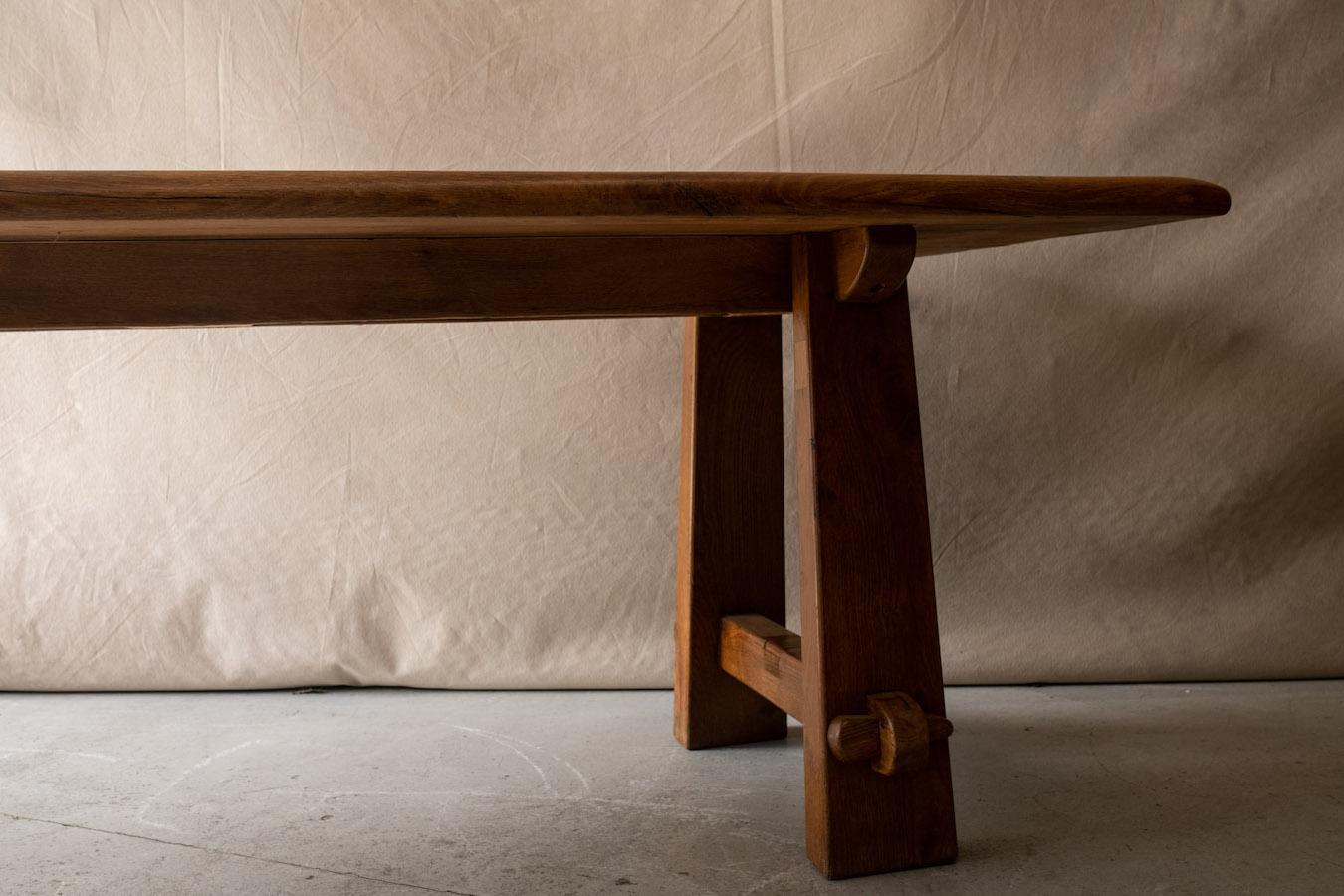 Vintage Oak Dining Table From France, Circa 1950 1