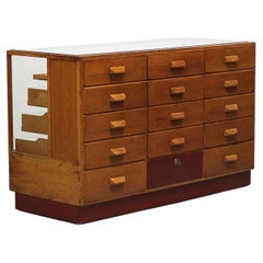 Vintage Oak Display Counter with Drawers