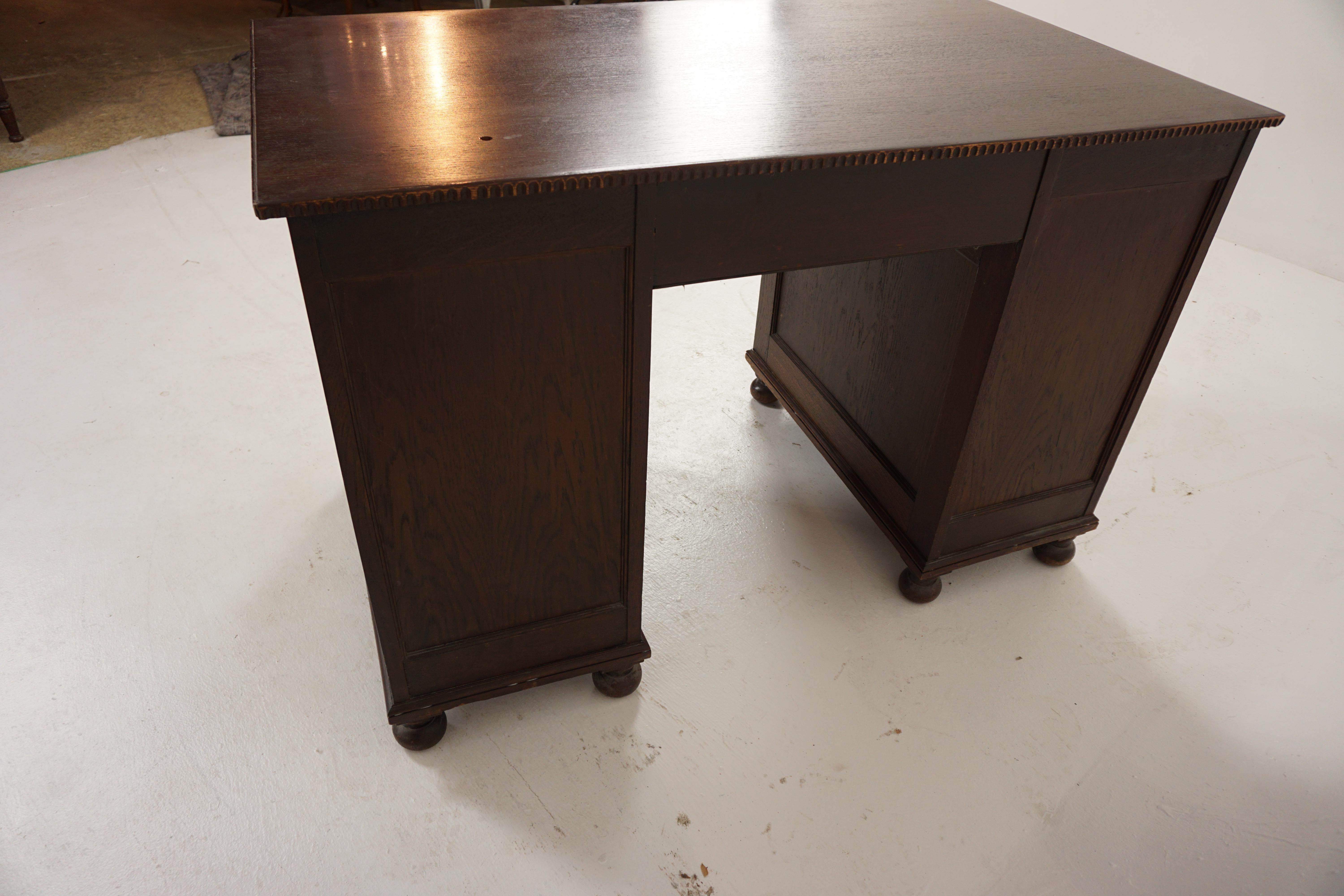 Vintage Oak Double Pedestal Desk, Scotland 1930, H350 For Sale 2