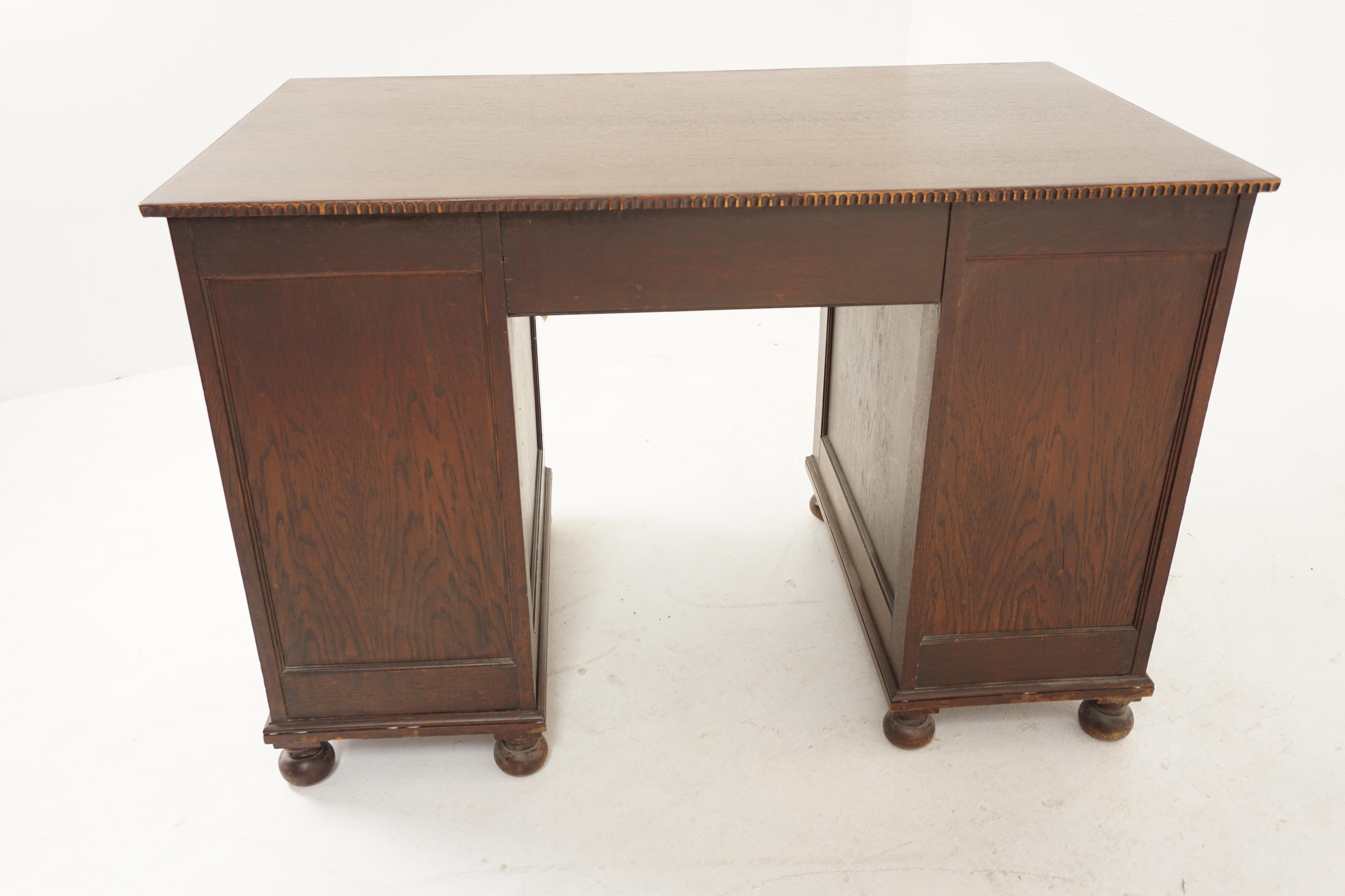 Vintage Oak Double Pedestal Desk, Scotland 1930, H350 For Sale 3