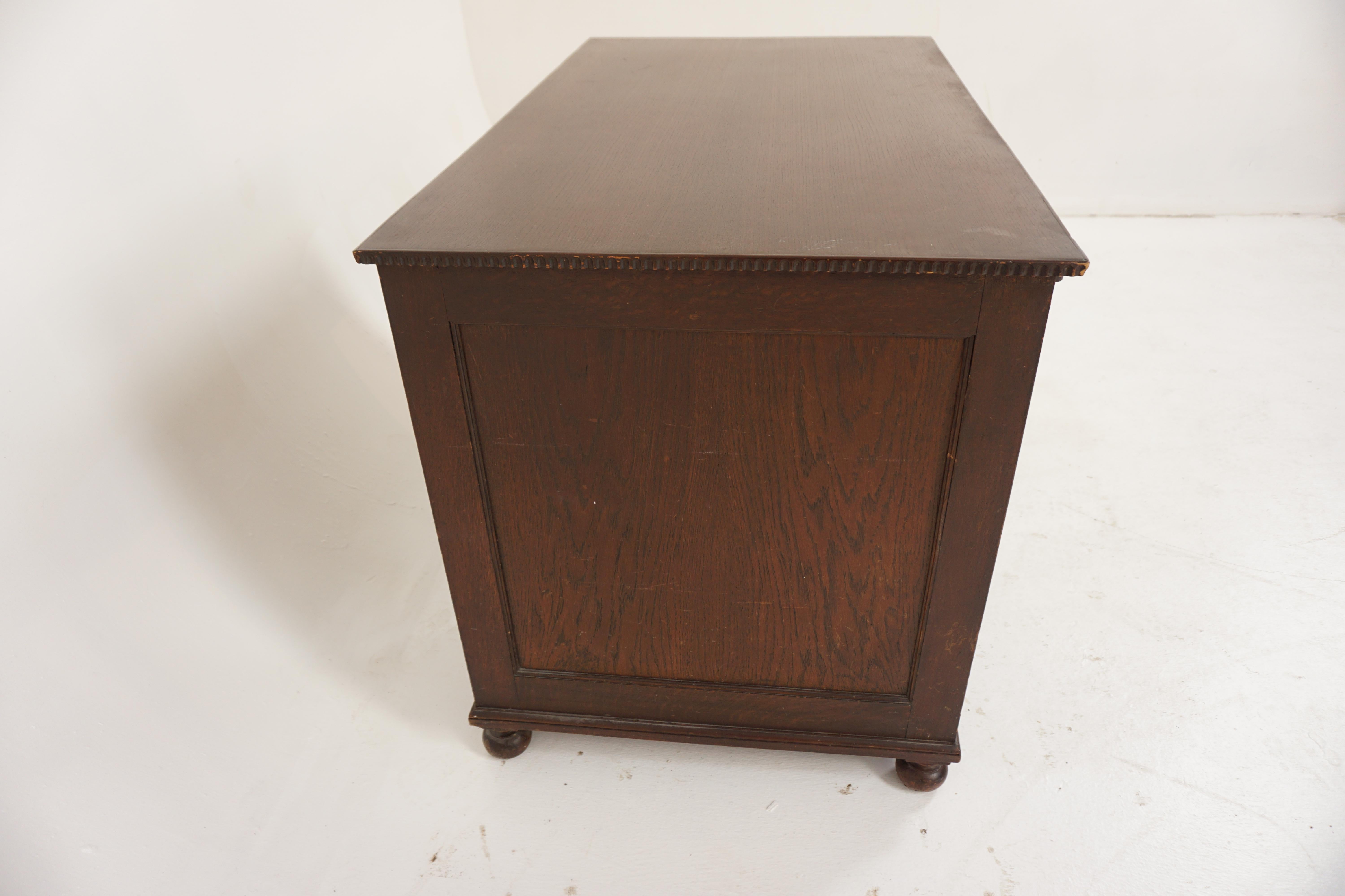 Walnut Vintage Oak Double Pedestal Desk, Scotland 1930, H350 For Sale