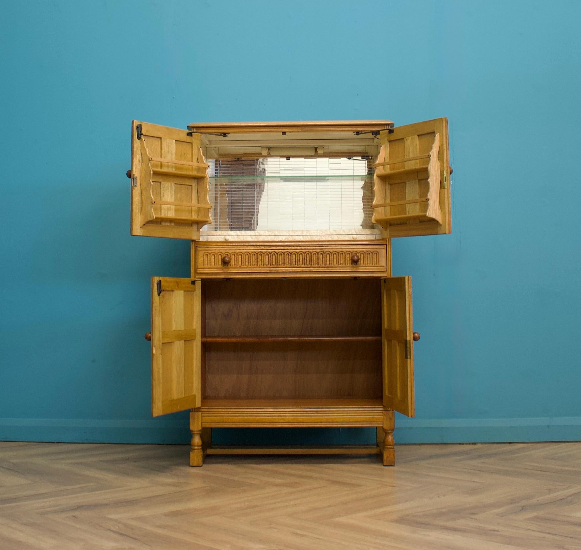 Jacobean Vintage Oak Drinks Cabinet, 1960s For Sale