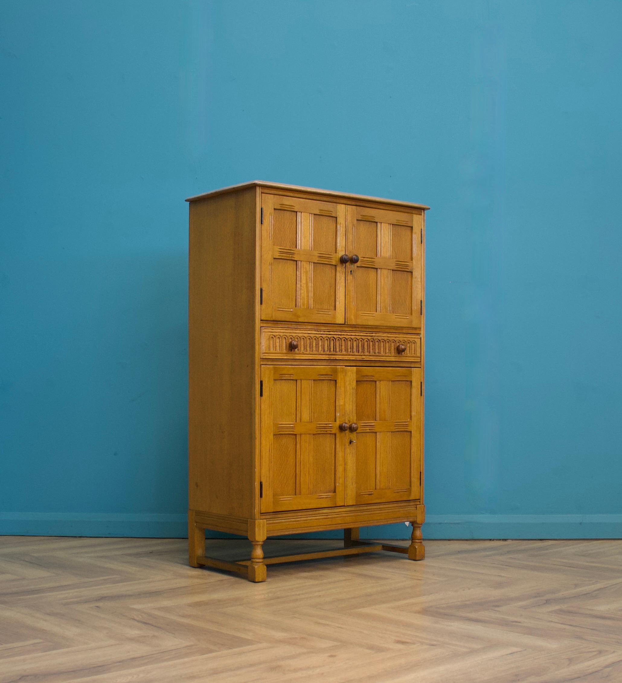 Woodwork Vintage Oak Drinks Cabinet, 1960s For Sale