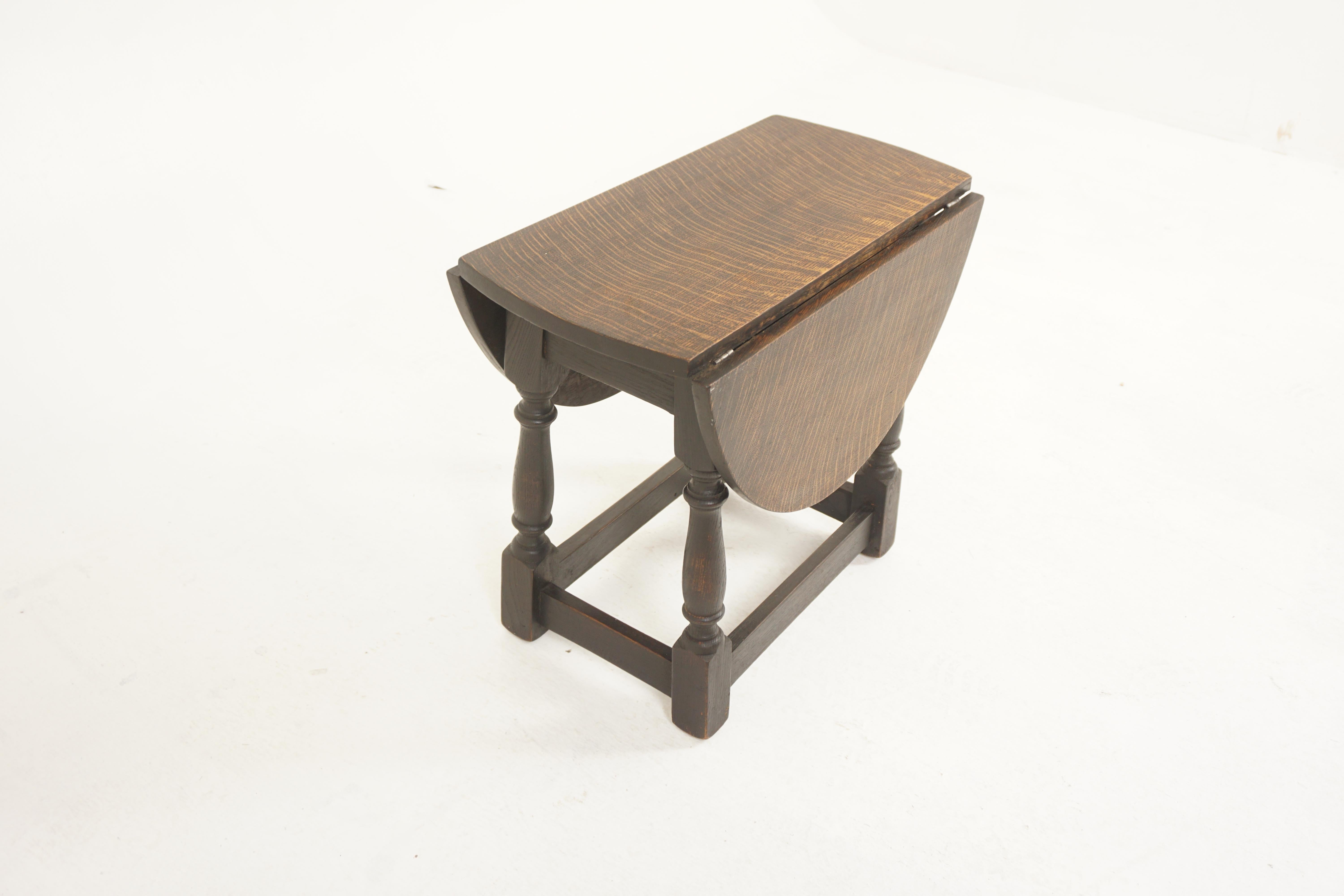 Hand-Crafted Vintage Oak Drop Leaf Table With Rotating Top, Scotland 1920, H1184
