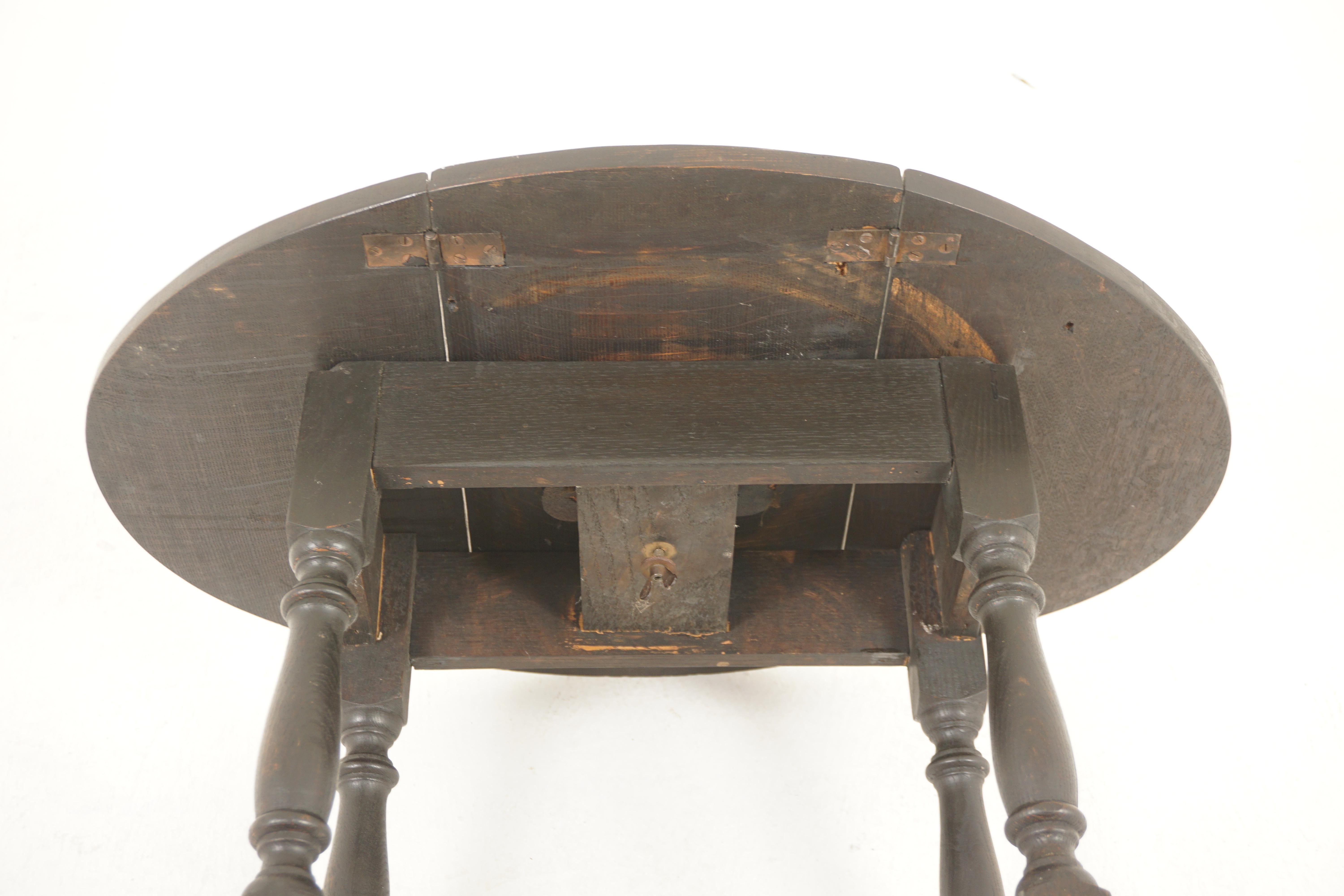 Vintage Oak Drop Leaf Table With Rotating Top, Scotland 1920, H1184 2