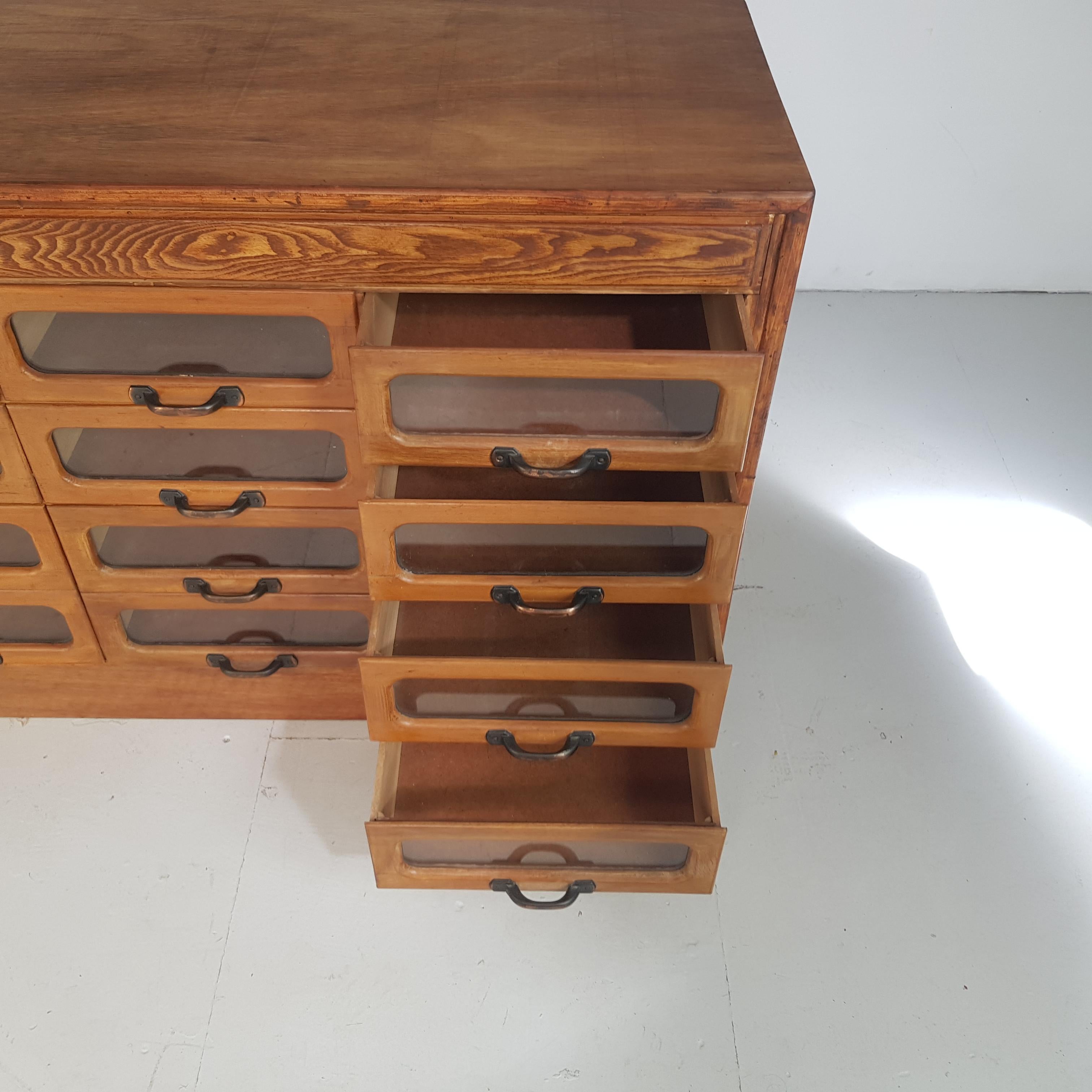 Vintage Oak Early 20th Century 12-Drawer Haberdashery Cabinet, 1930s 2