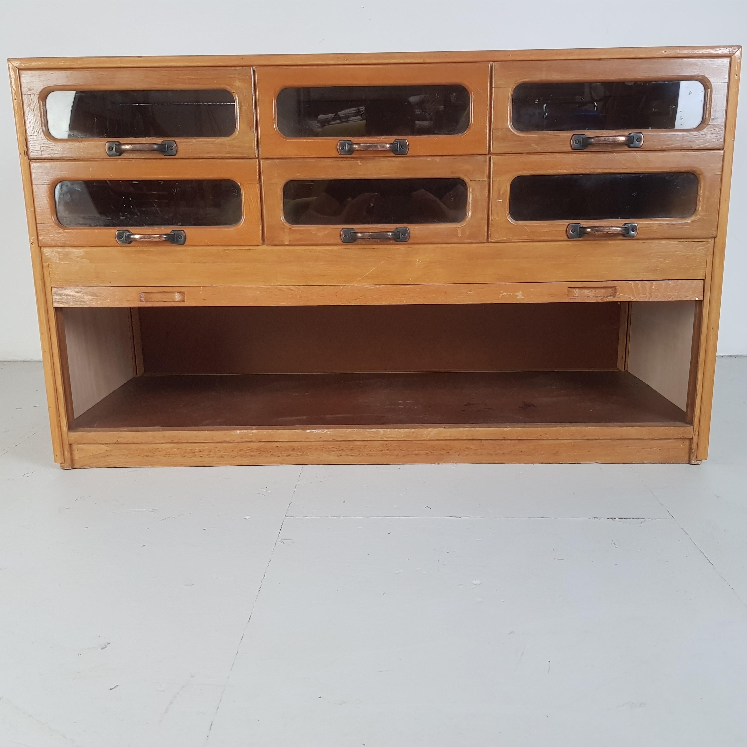 Vintage Oak Early 20th Century 6-Drawer Haberdashery Cabinet, 1930s 4