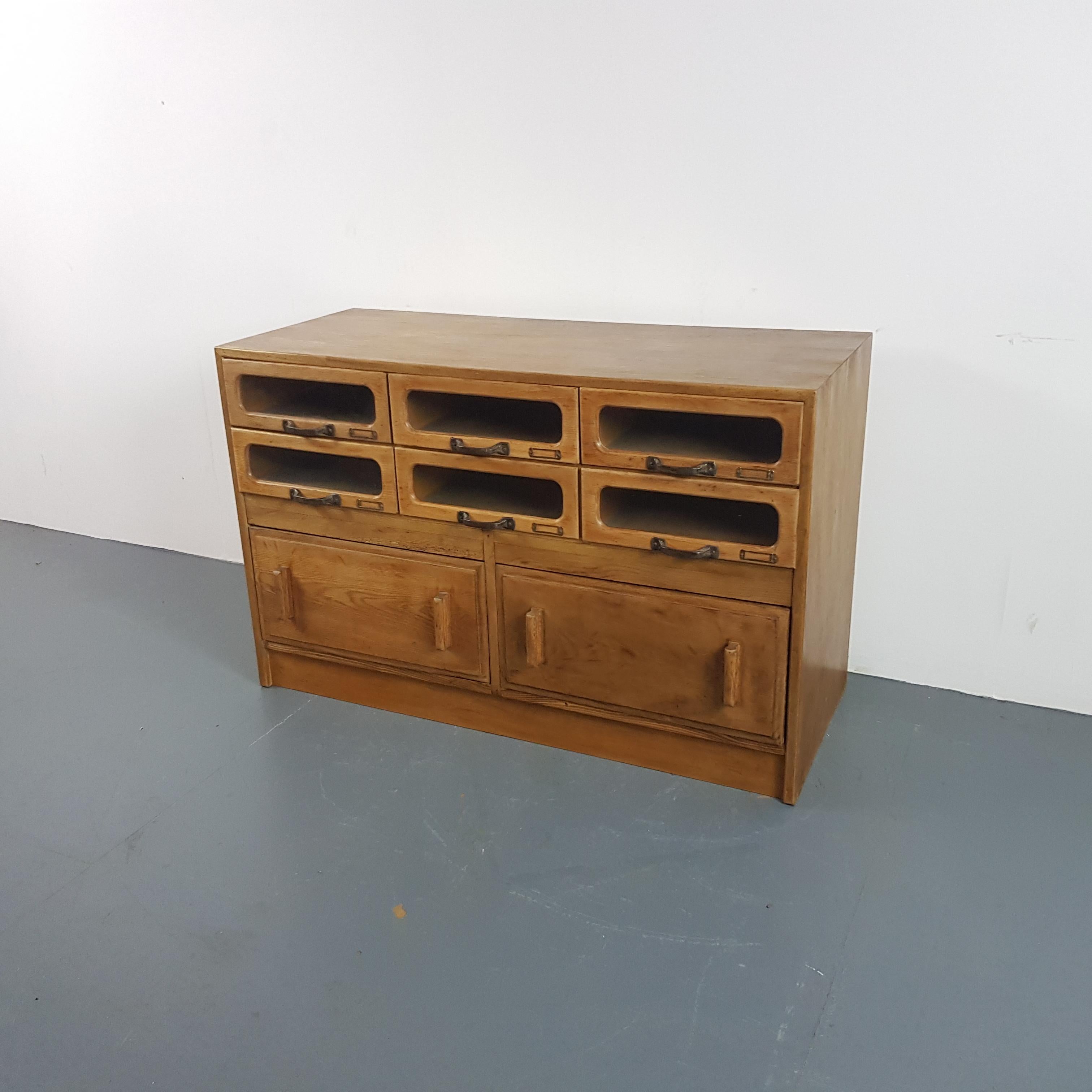 English Vintage Oak Early 20th Century 8 Drawer Haberdashery Cabinet      For Sale