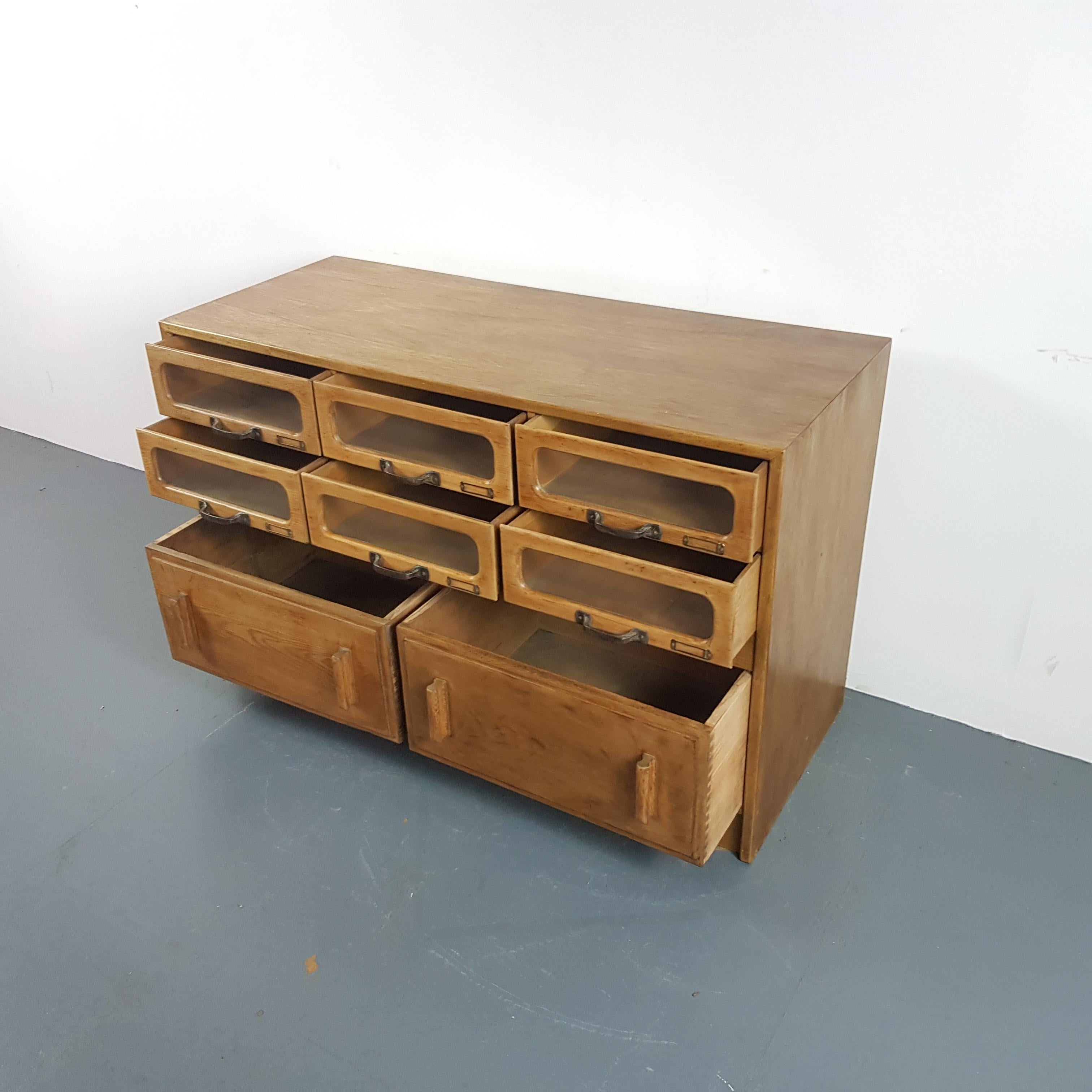 Wood Vintage Oak Early 20th Century 8 Drawer Haberdashery Cabinet      For Sale