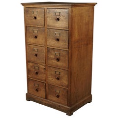 Vintage Oak Filing Chest of Drawers from France, circa 1940