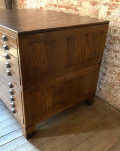 Vintage Oak Flat File Cabinet