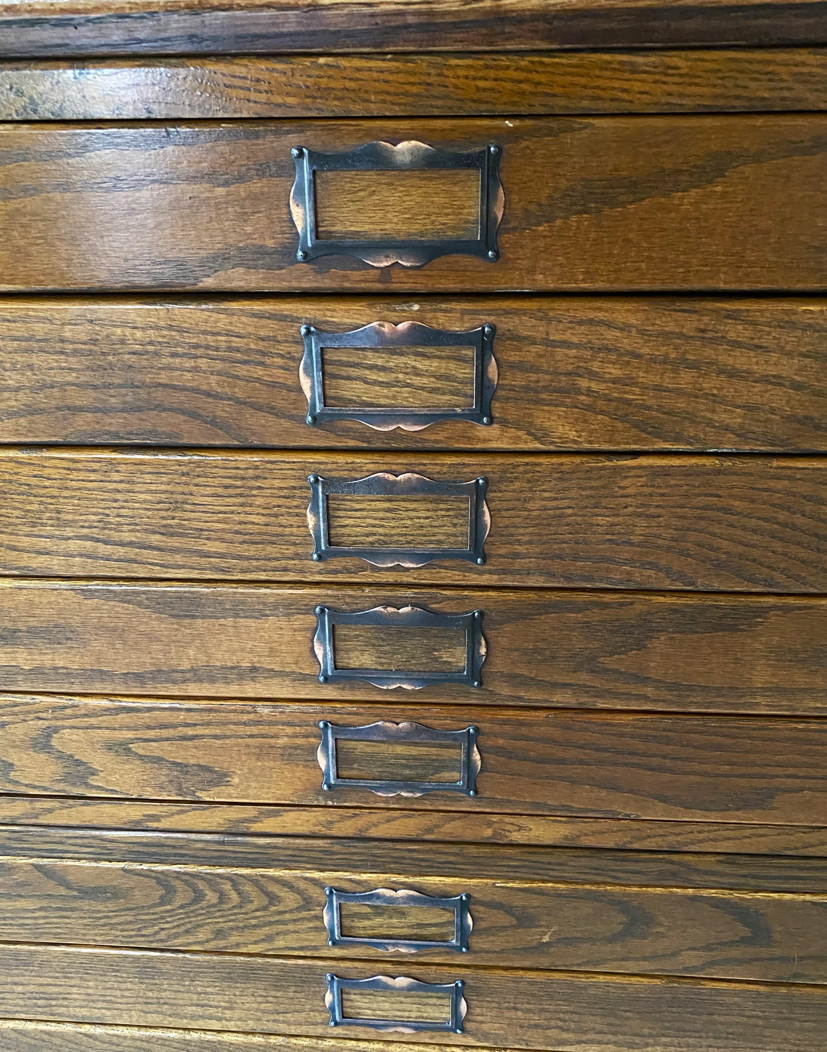 American Vintage Oak Flat File Cabinet
