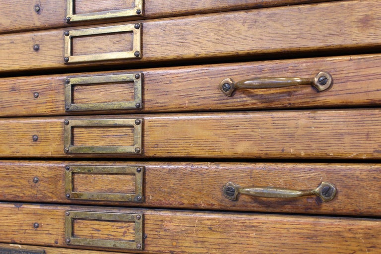 Vintage Oak Flat File Kitchen Island at 1stDibs