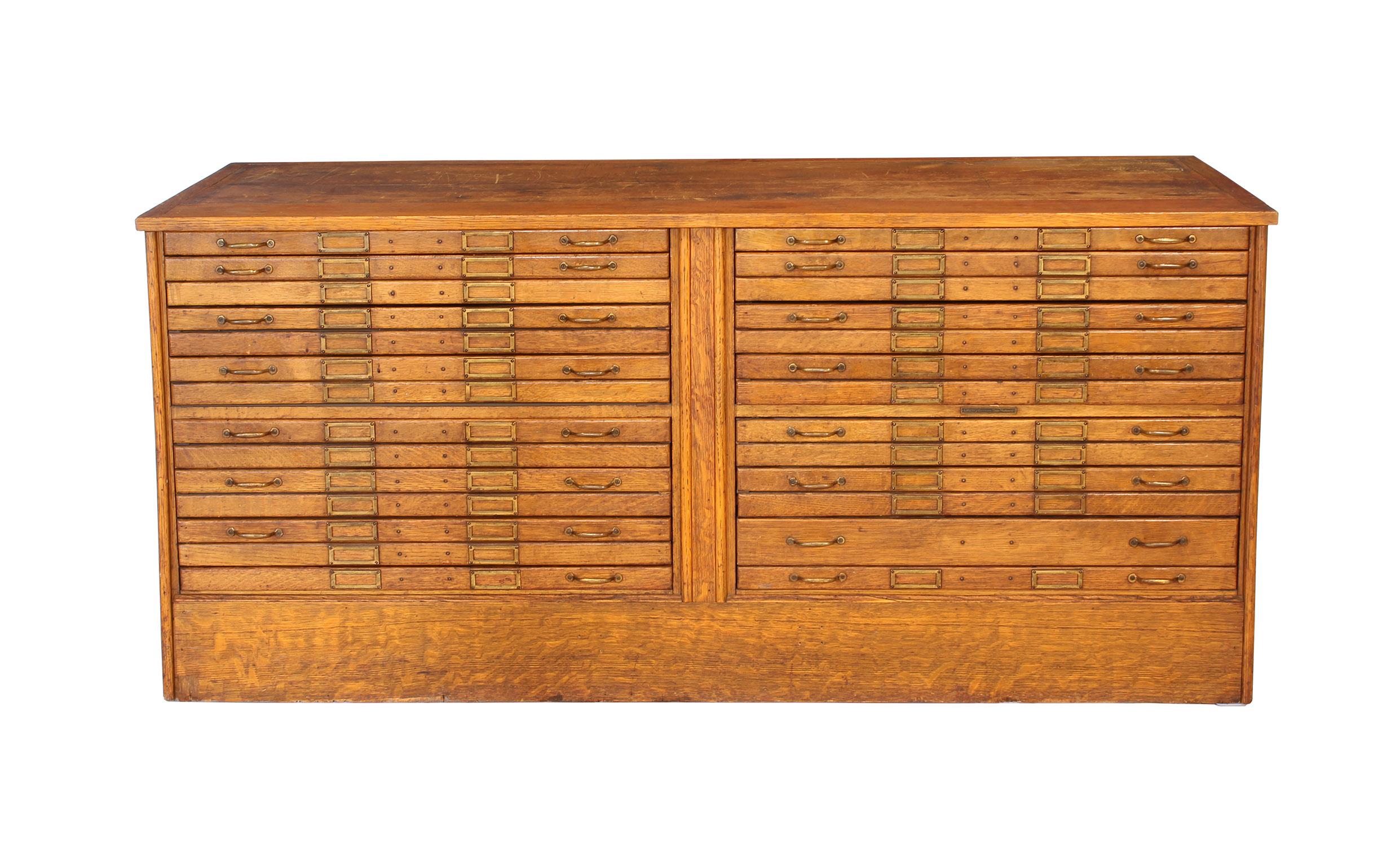 antique oak flat file cabinet