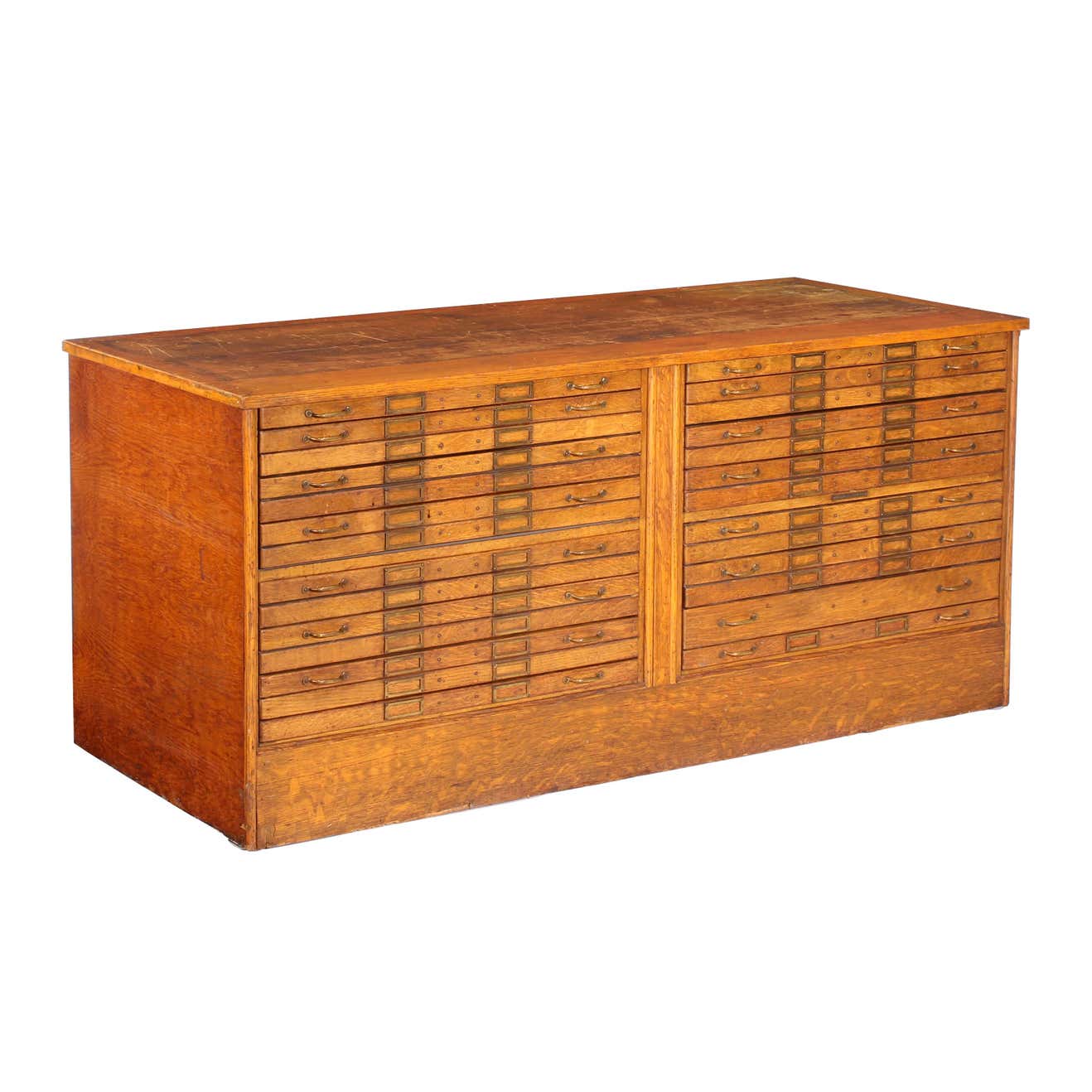 Vintage Oak Flat File Cabinet Kitchen Island at 1stDibs