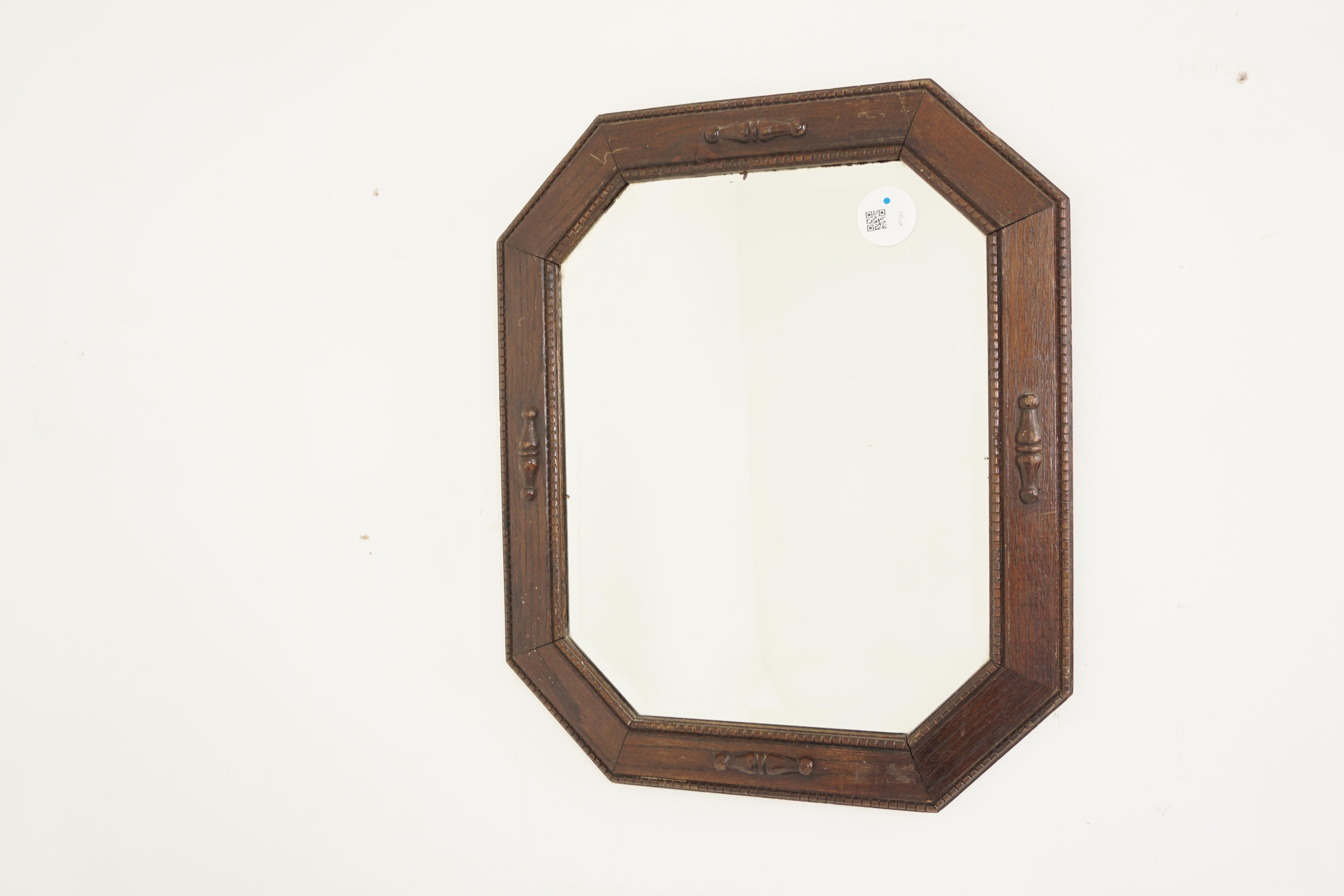 Vintage Oak, framed wall mirror, Scotland 1920, H920

Scotland 1920
Solid oak
Original Finish
Solid oak octagonal frame with oak mouldings
Bevelled mirror
General wear and marks to the mirror and frame commensurate with age
Mirror with some