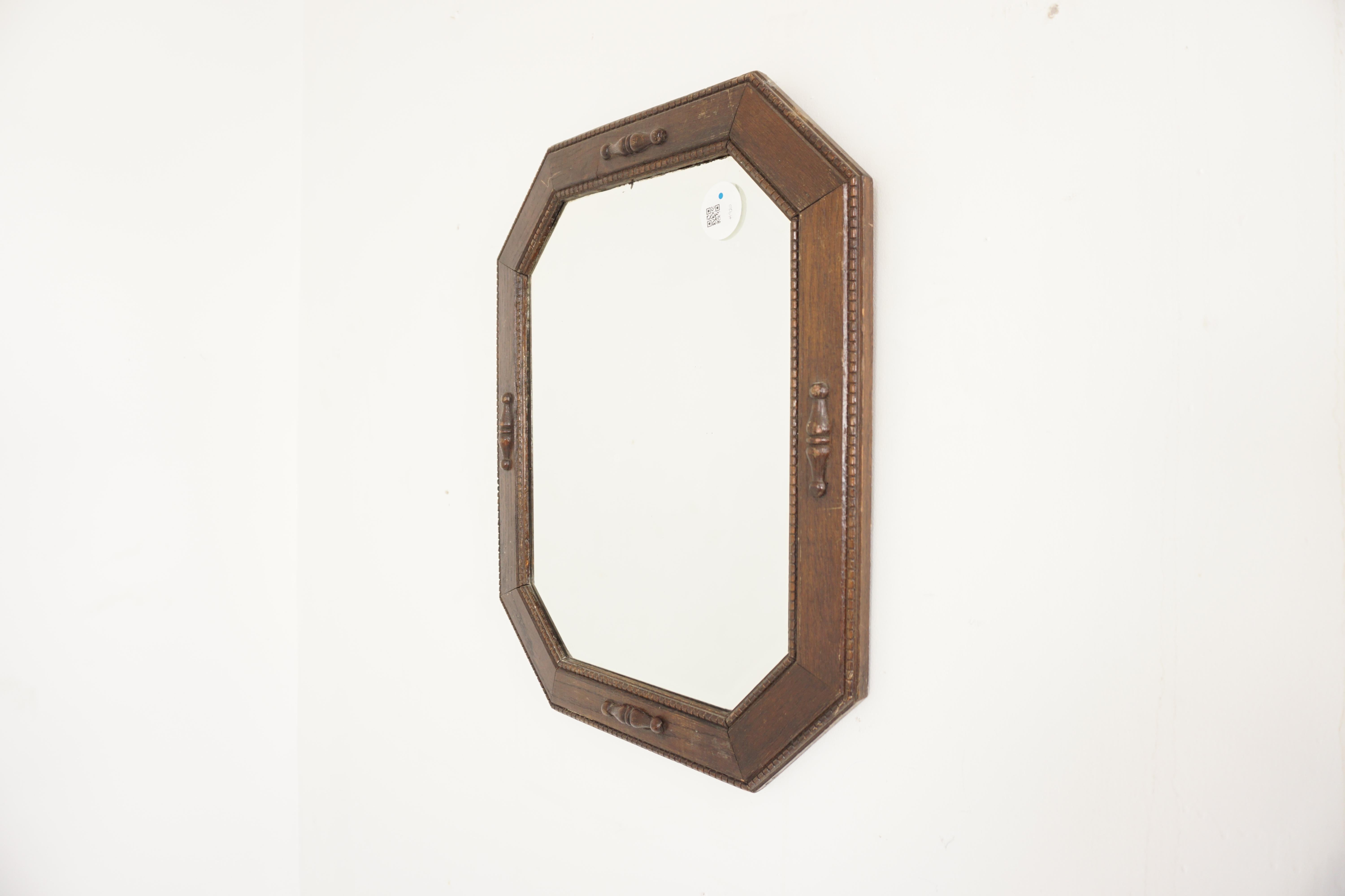 Scottish Vintage Oak, Framed Wall Mirror, Scotland 1920