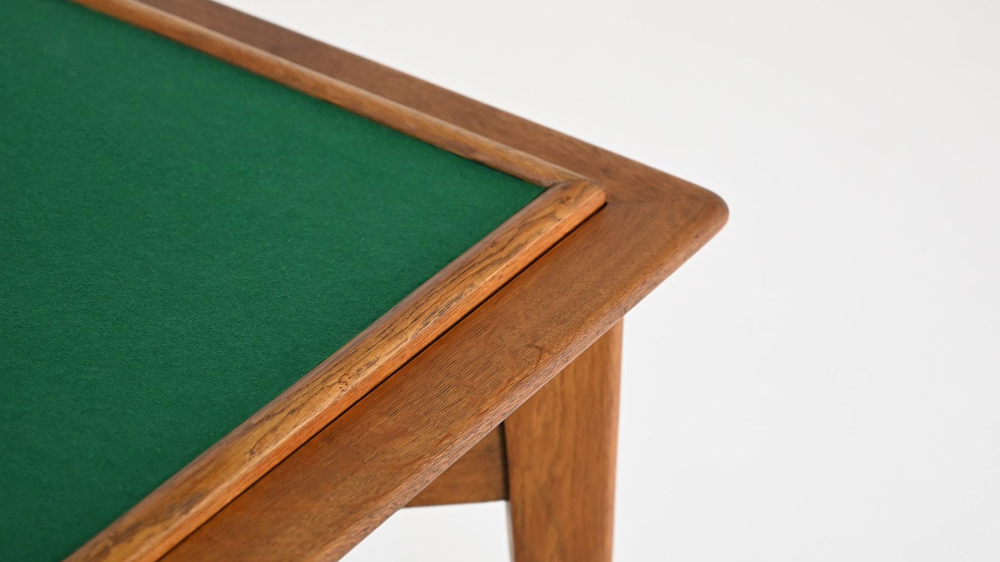 Vintage oak game table, in the manner of Roger Landault C.1950 3