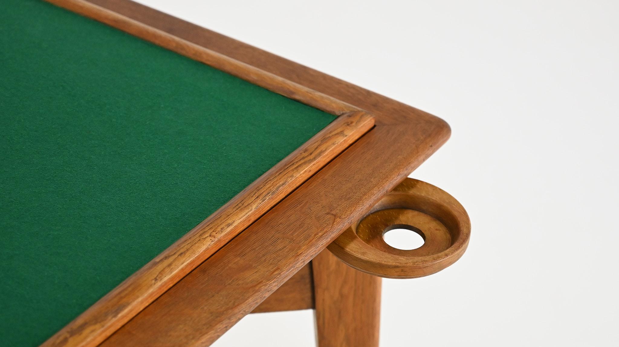 Vintage oak game table, in the manner of Roger Landault C.1950 4